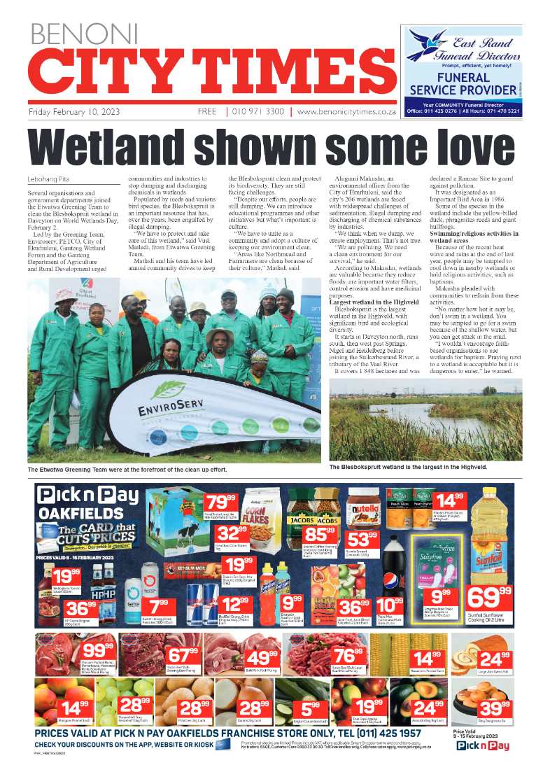 Benoni City Times 10 February 2023 page 1