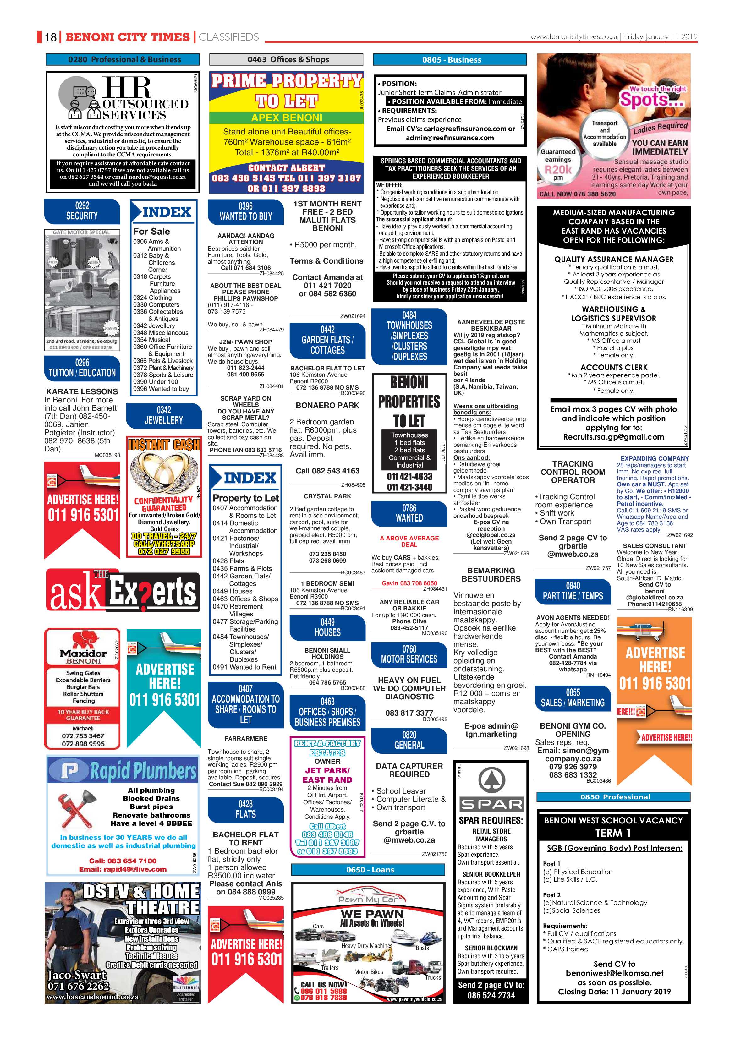 Benoni City Times 10 January 2019 page 18