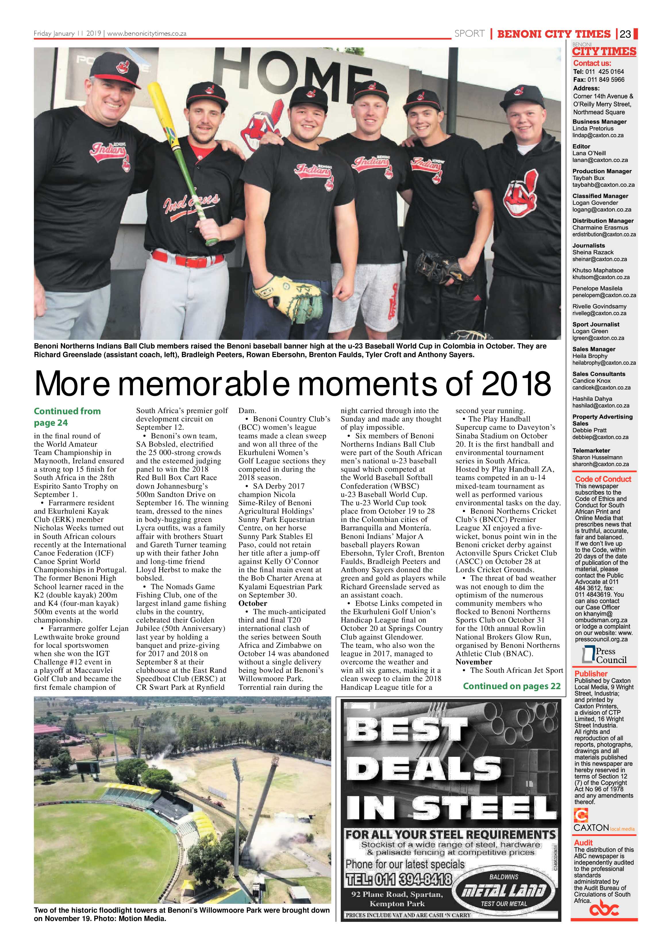 Benoni City Times 10 January 2019 page 23