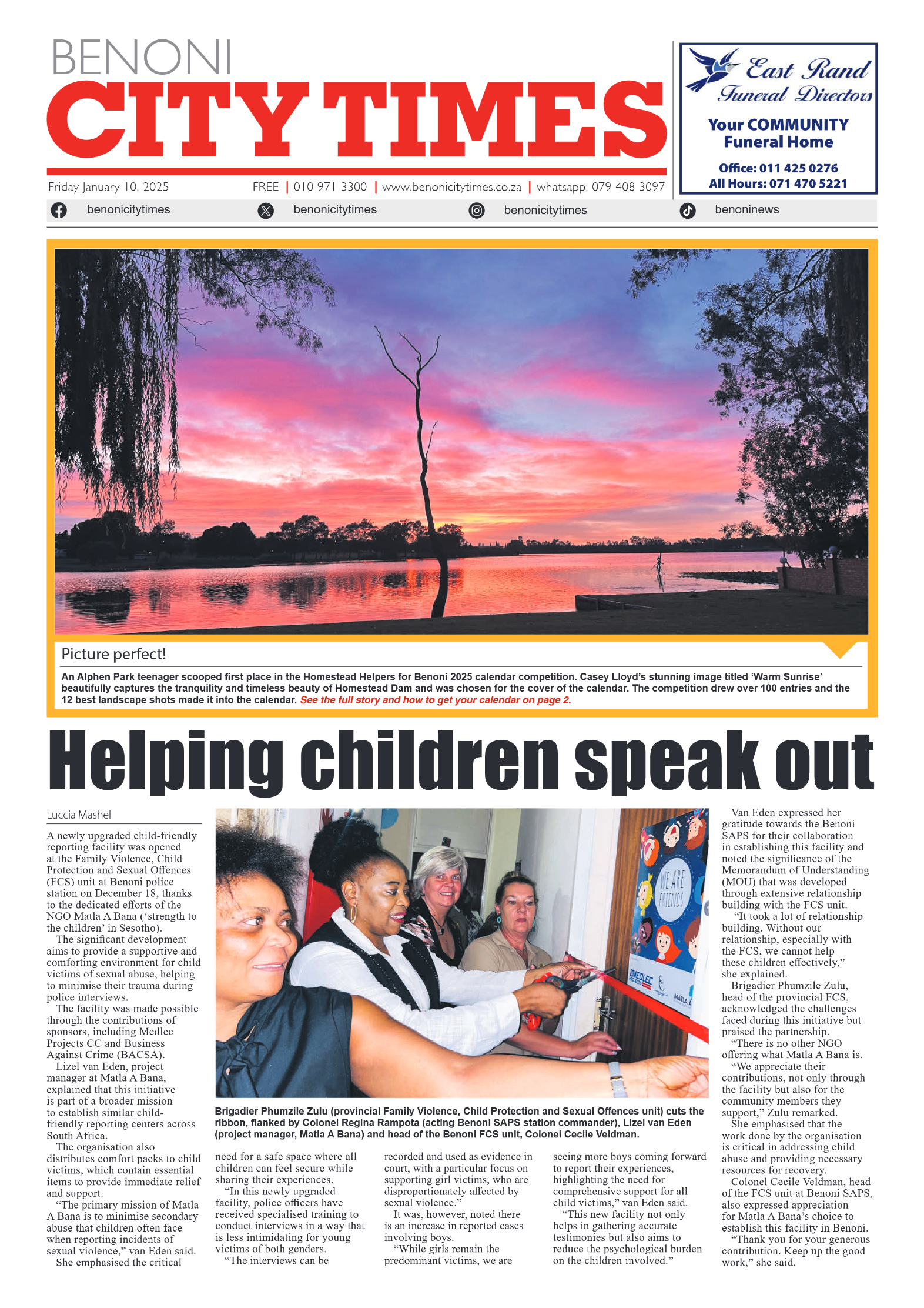 Benoni City Times 10 January 2025 page 1