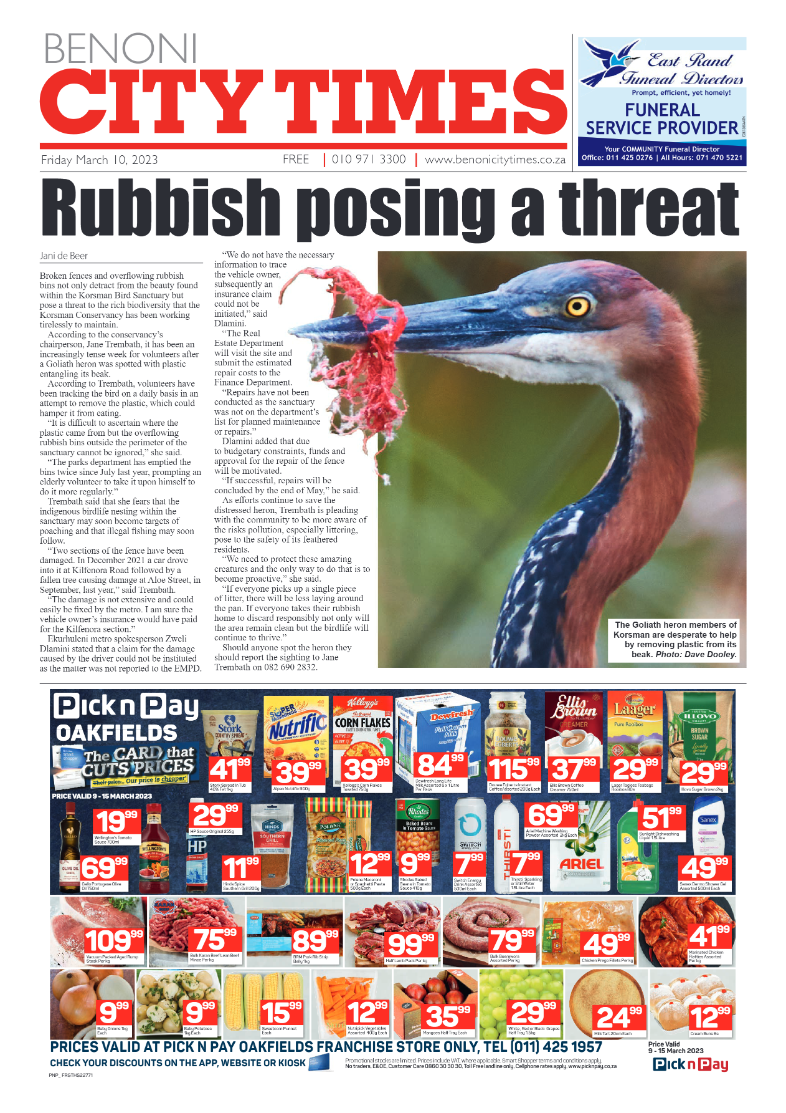 Benoni City Times 10 March 2023 page 1