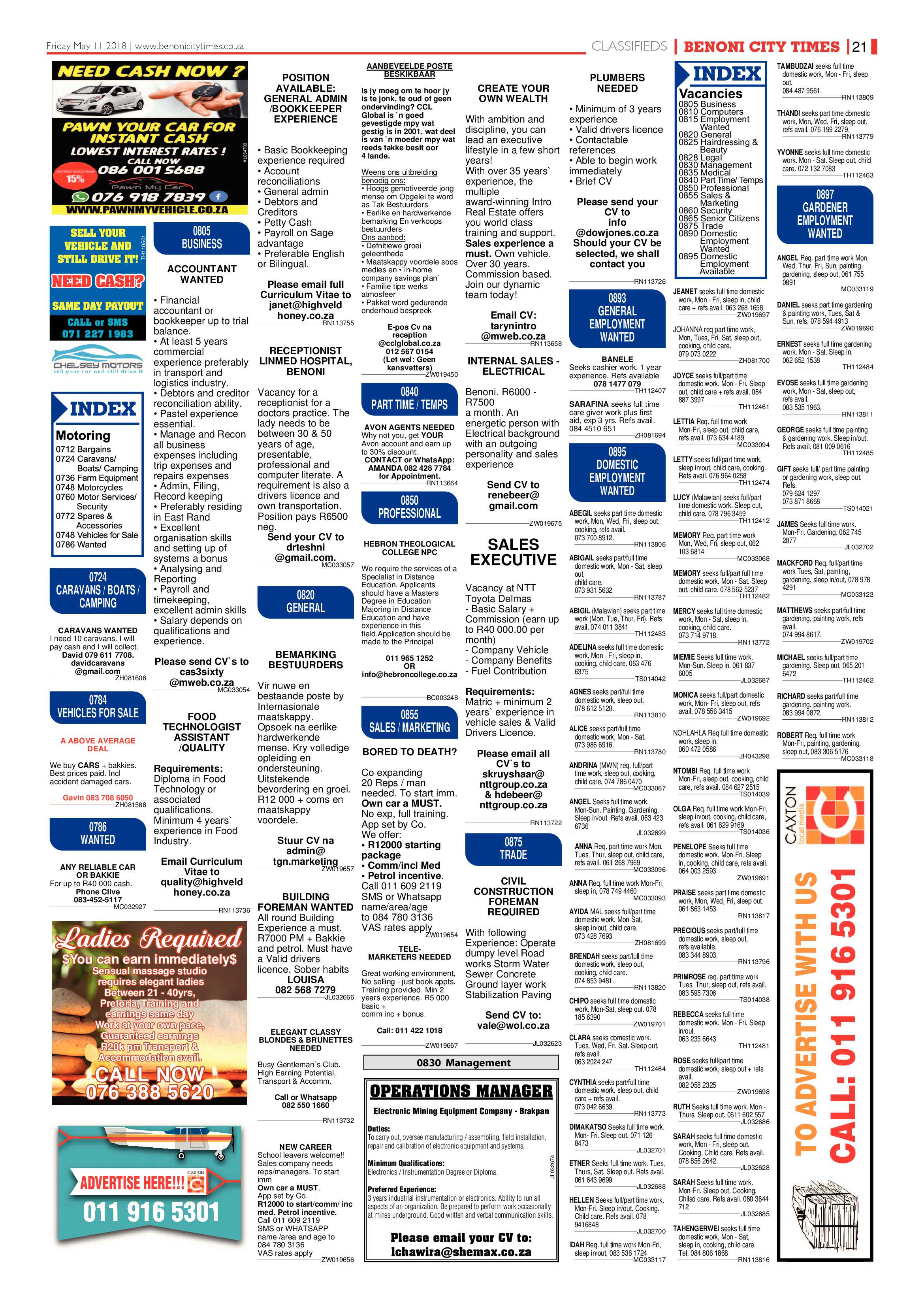 Benoni City Times 10 May 2018 page 21