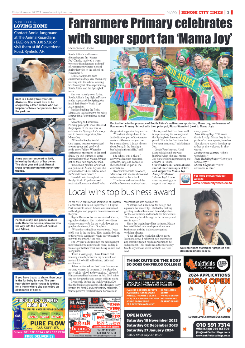 Benoni City Times 10 November 2023 page 3