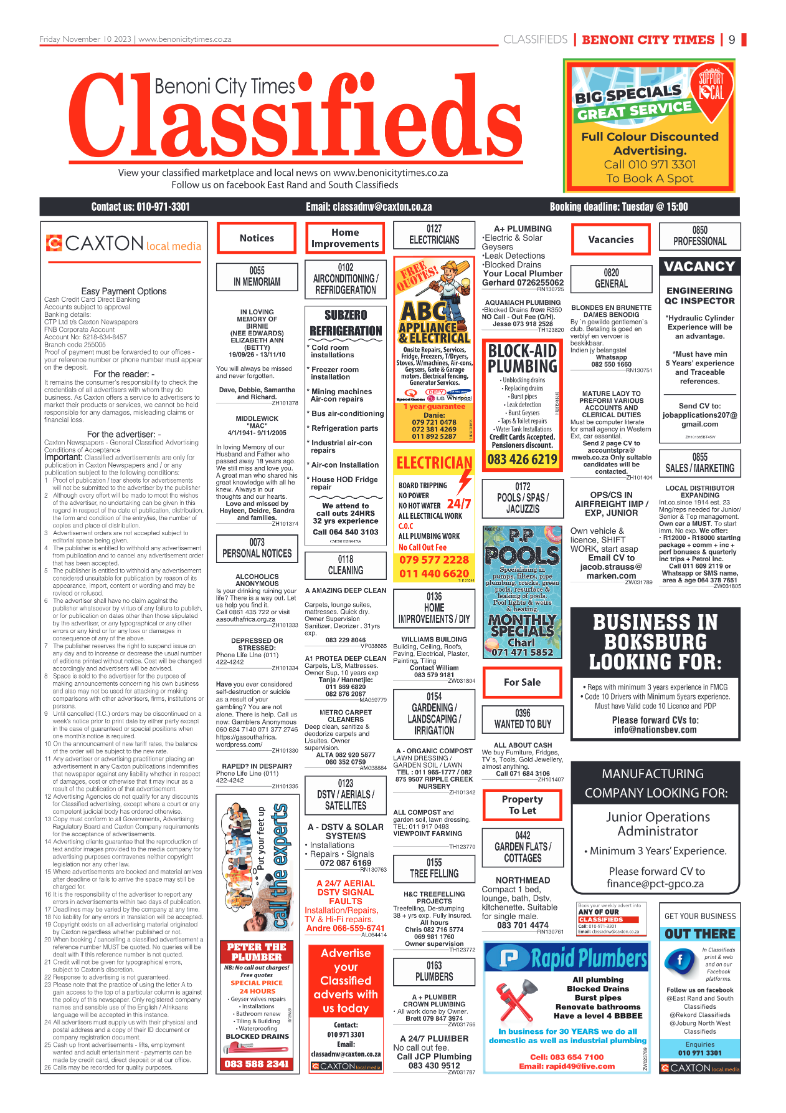 Benoni City Times 10 November 2023 page 9