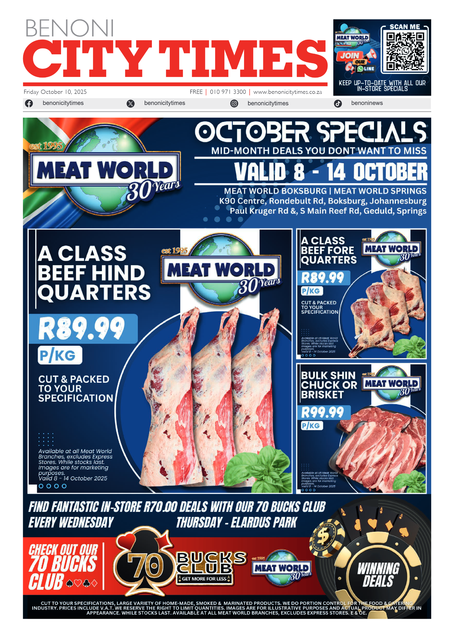 Benoni City Times 10 October 2025 page 1