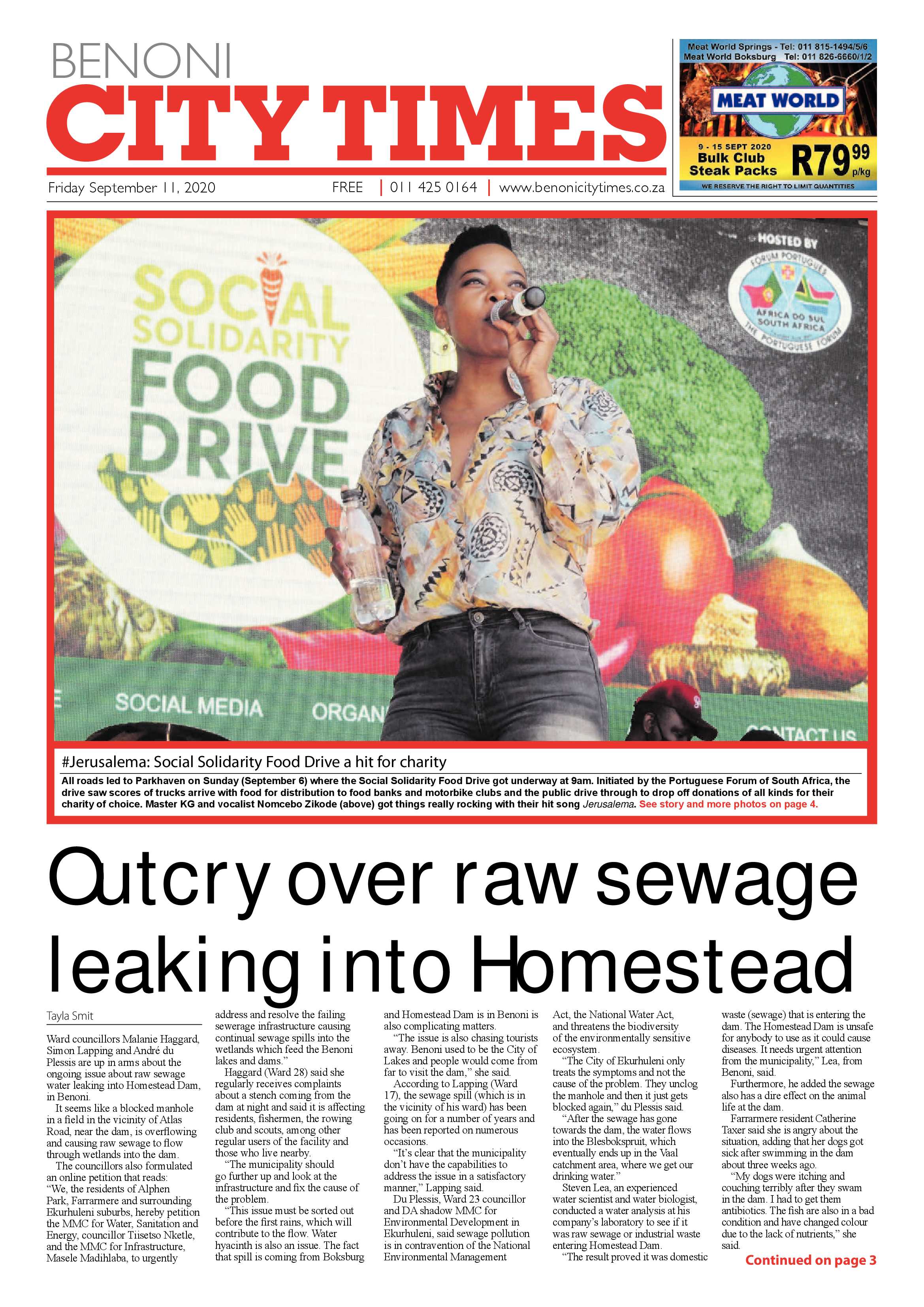 Benoni City Times 10 September 2020 page 1