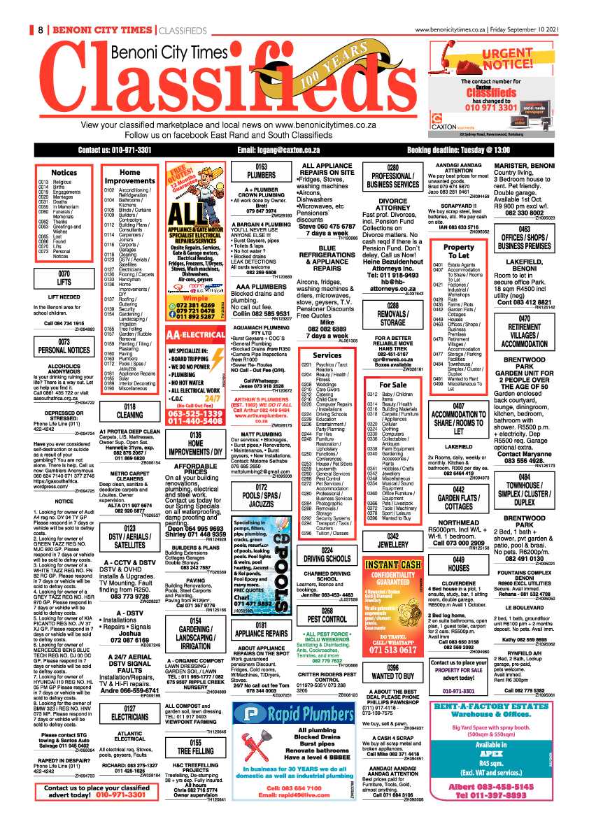 Benoni City Times 10 September 2021 page 20