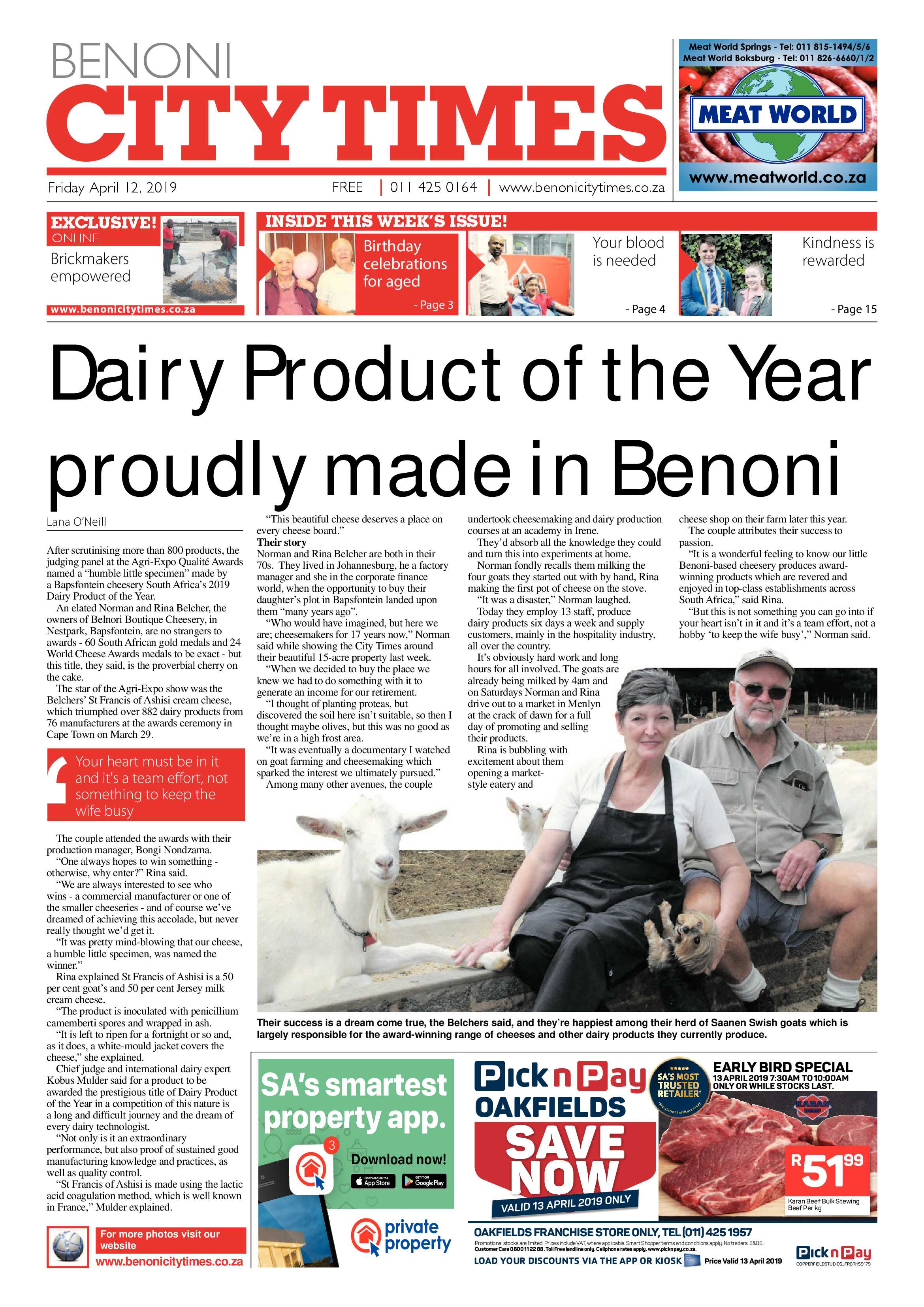 Benoni City Times 11 April 2019 page 1