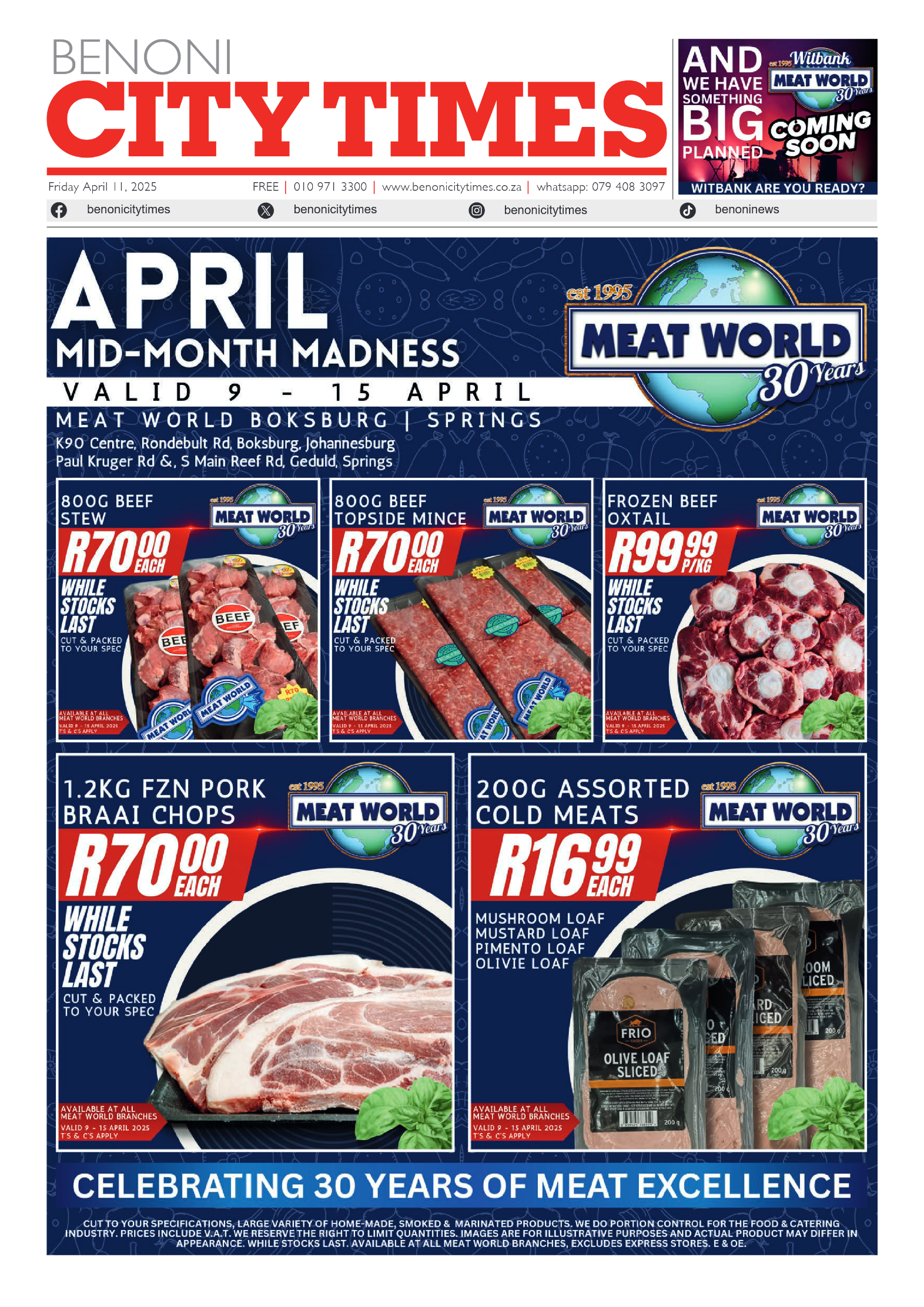 Benoni City Times 11 April 2025 page 1