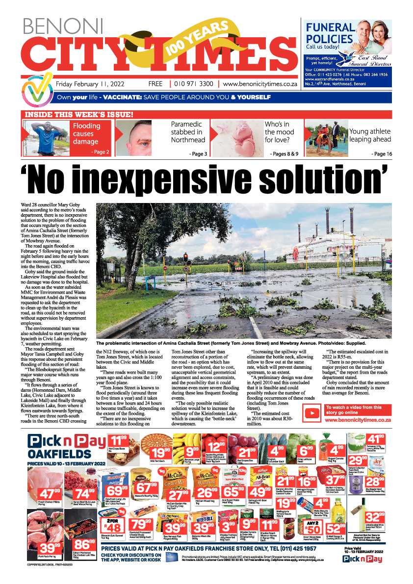Benoni City Times 11 February 2022 page 1