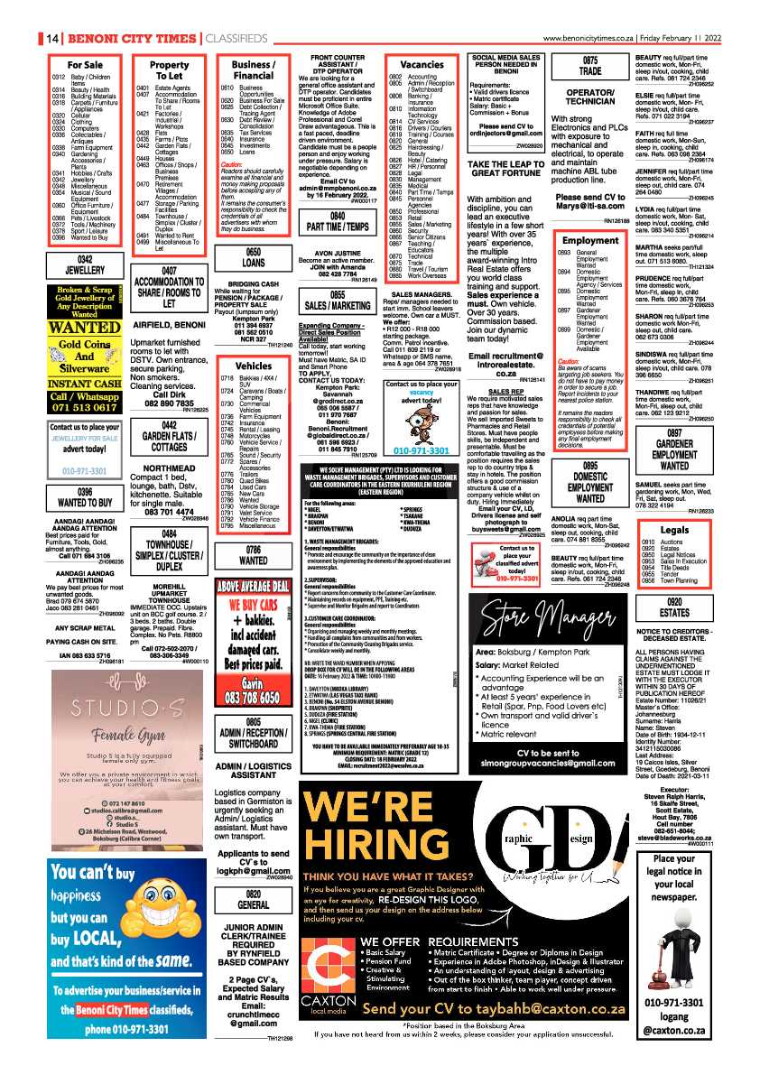 Benoni City Times 11 February 2022 page 14