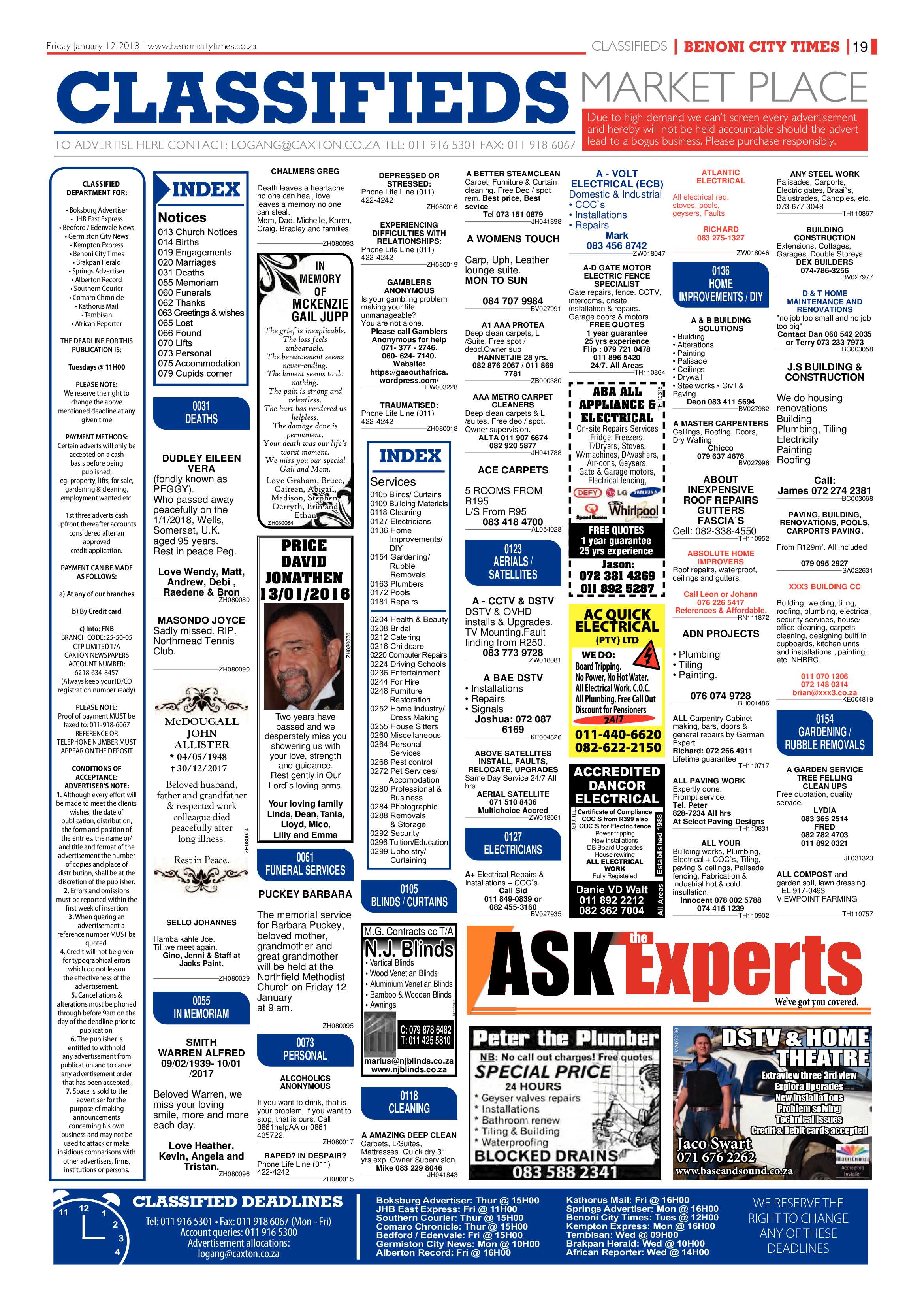Benoni City Times 11 January 2018 page 19