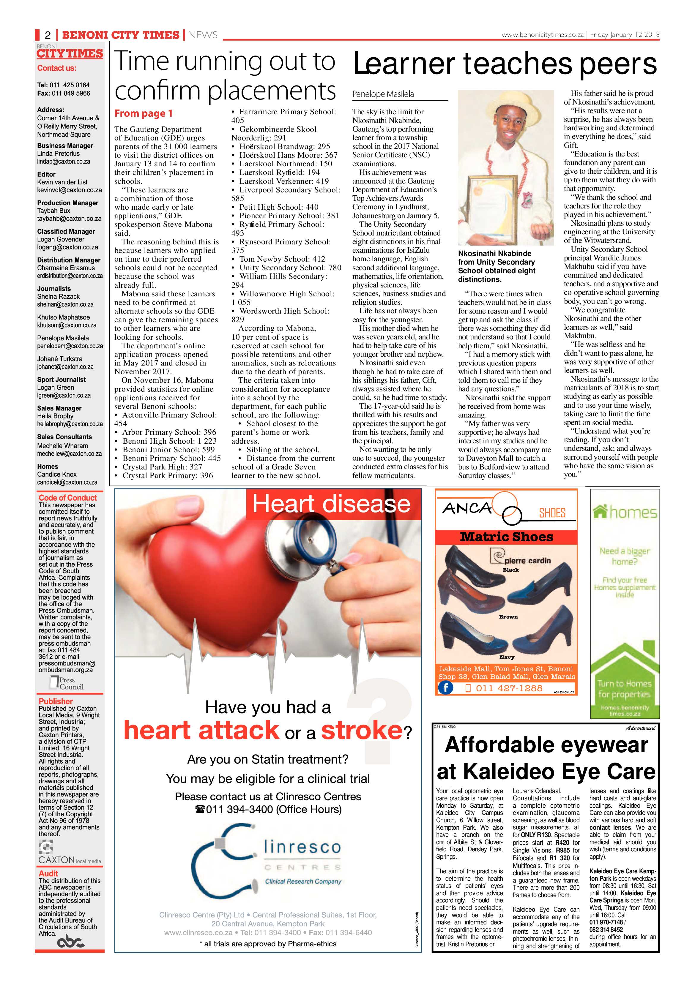 Benoni City Times 11 January 2018 page 2