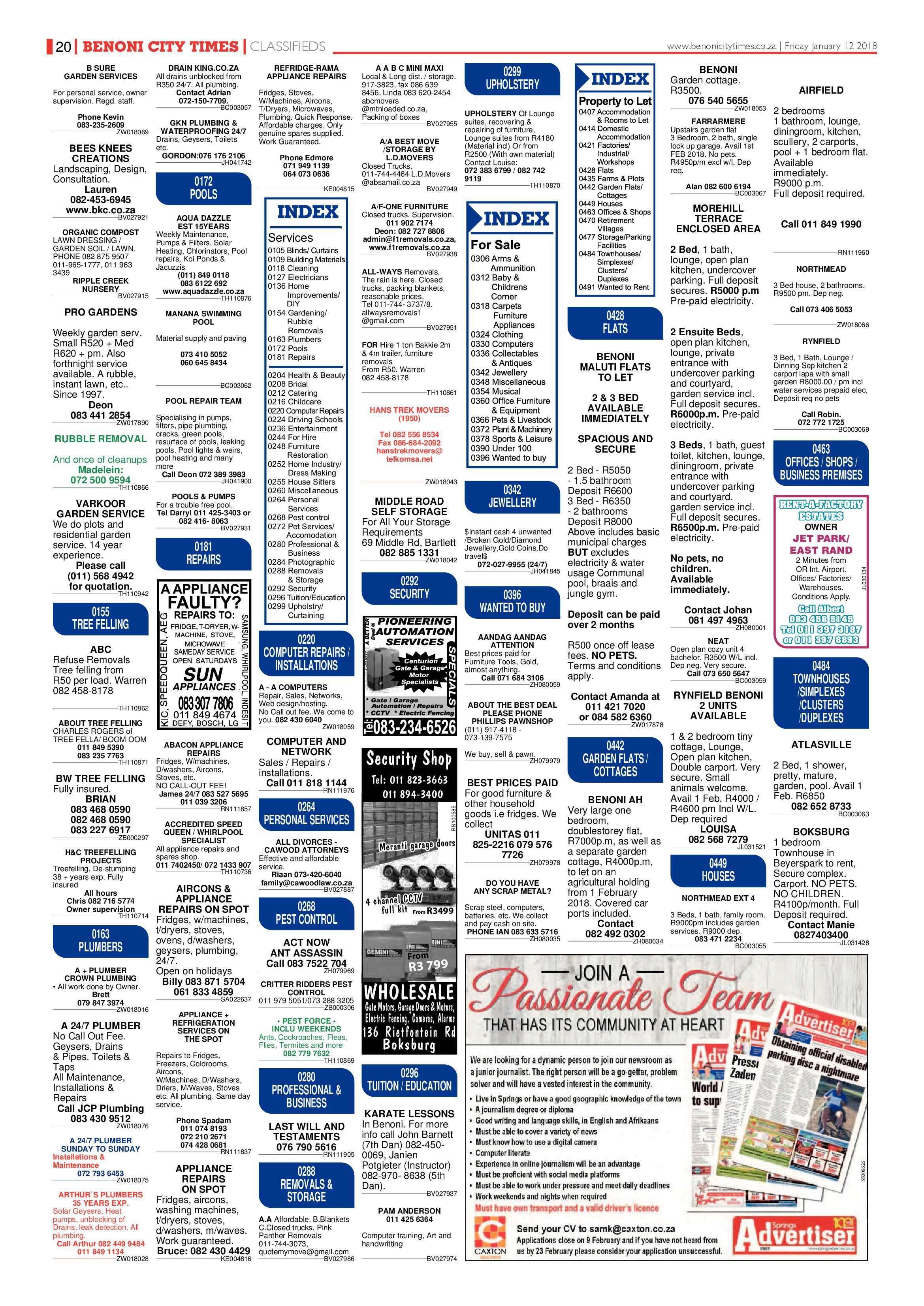 Benoni City Times 11 January 2018 page 20