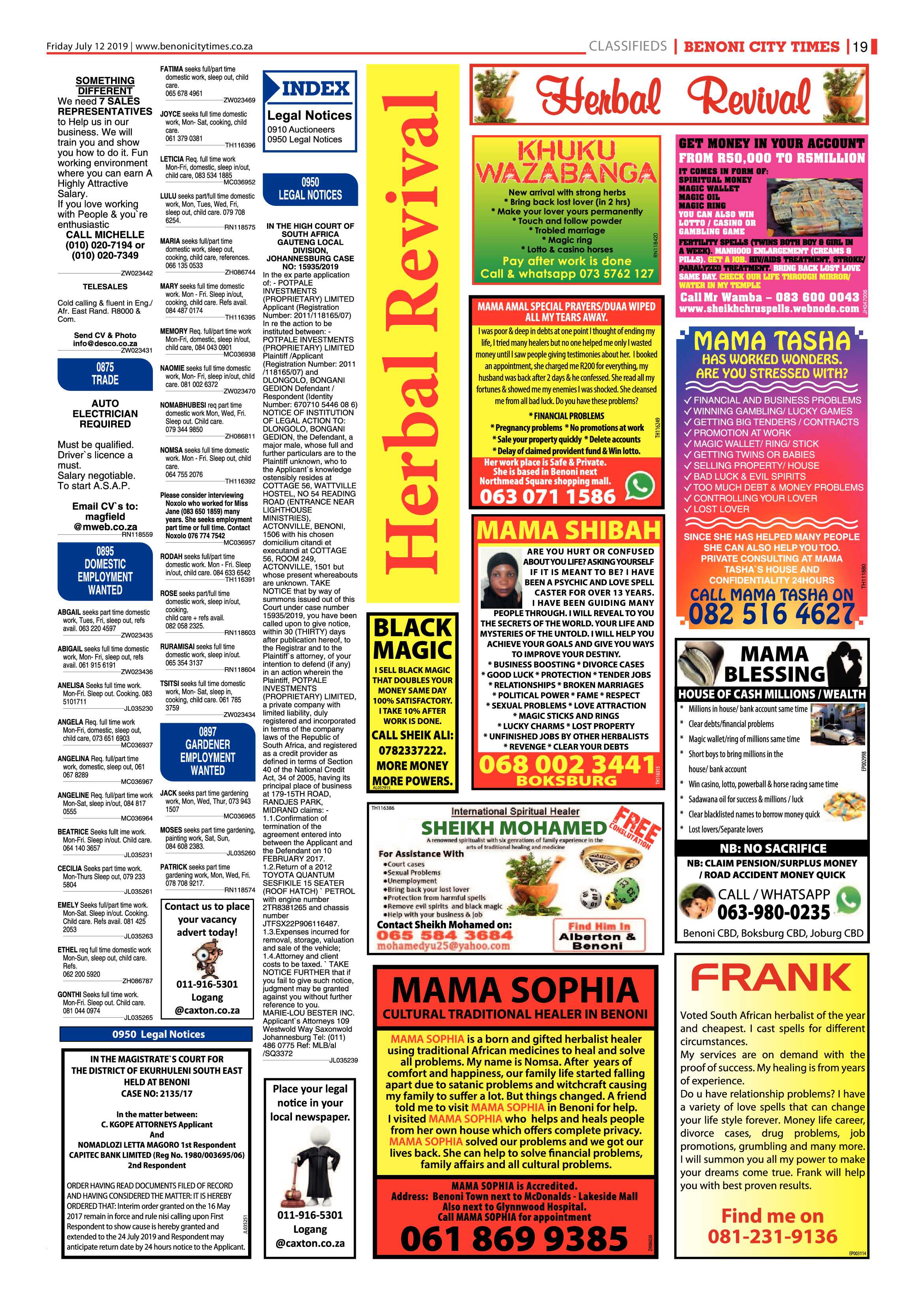 Benoni City Times 11 July 2019 page 19