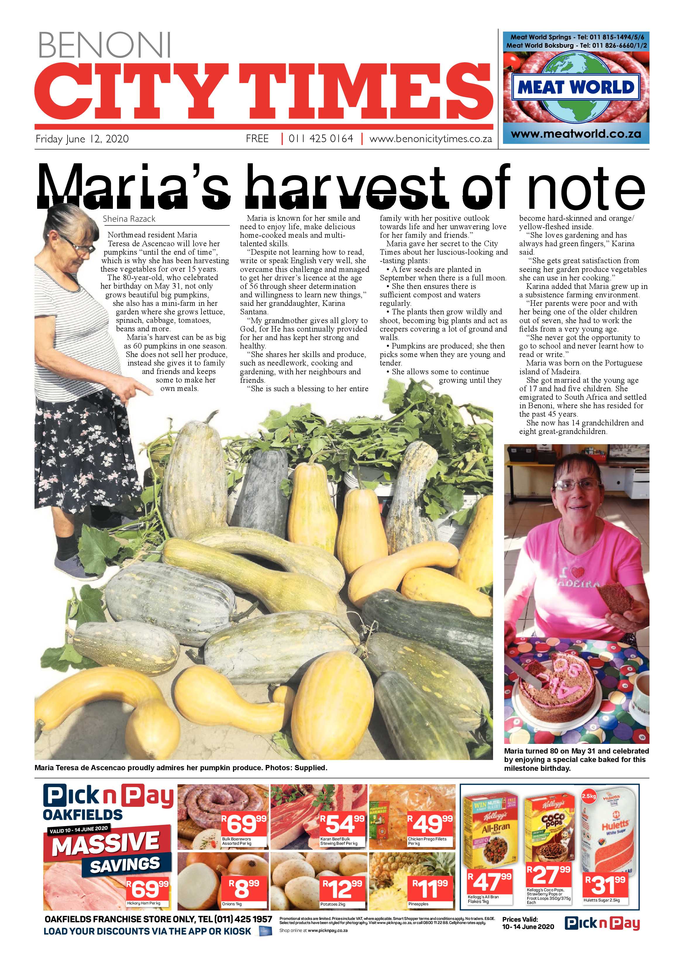 Benoni City Times 11 June 2020 page 1