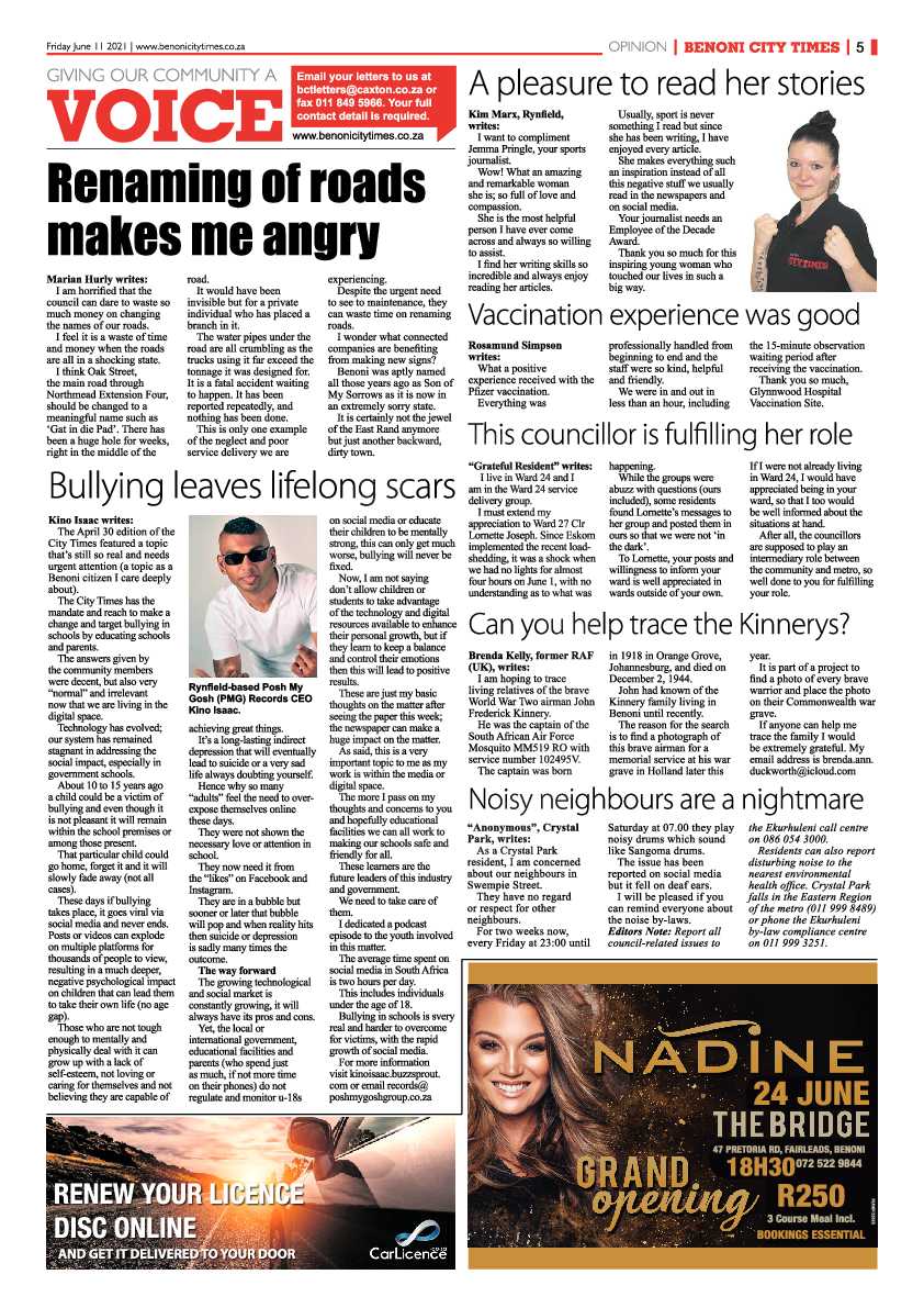 Benoni City Times 11 June 2021 page 5
