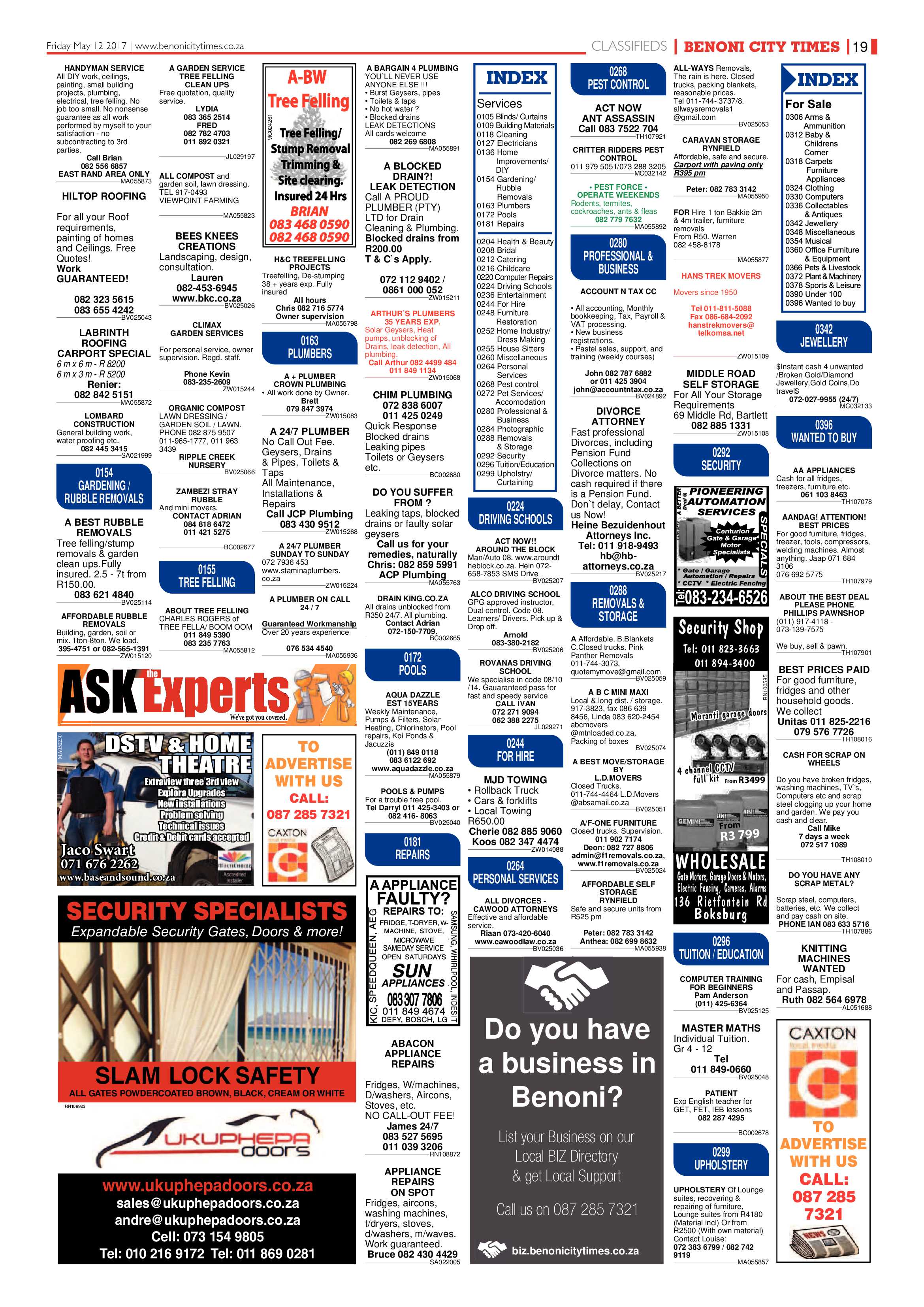 Benoni City Times 11 May 2017 page 19