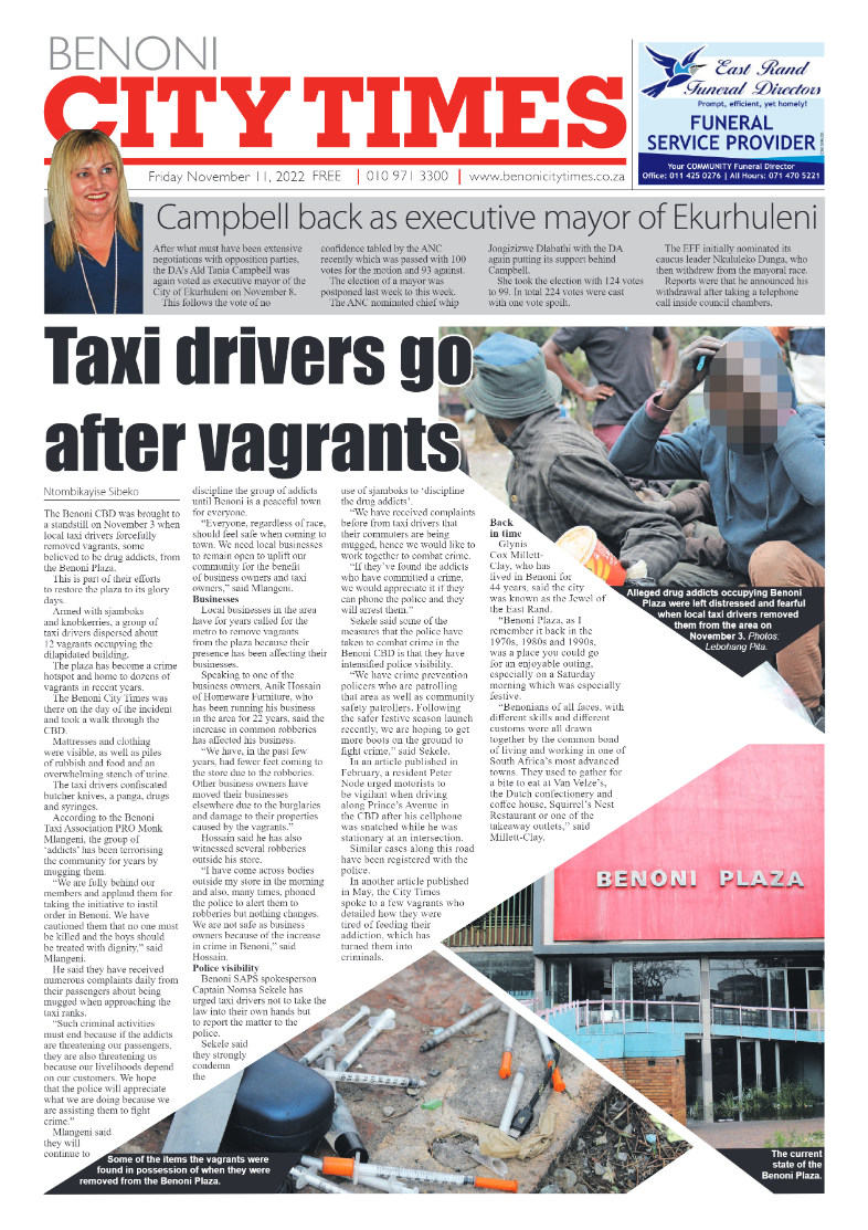 Benoni City Times 11 Nov 2022 page 1
