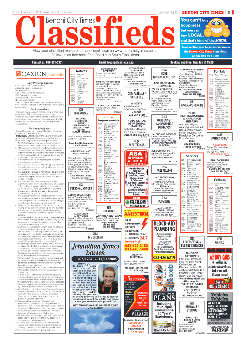 Benoni City Times 11 Nov 2022 page 9