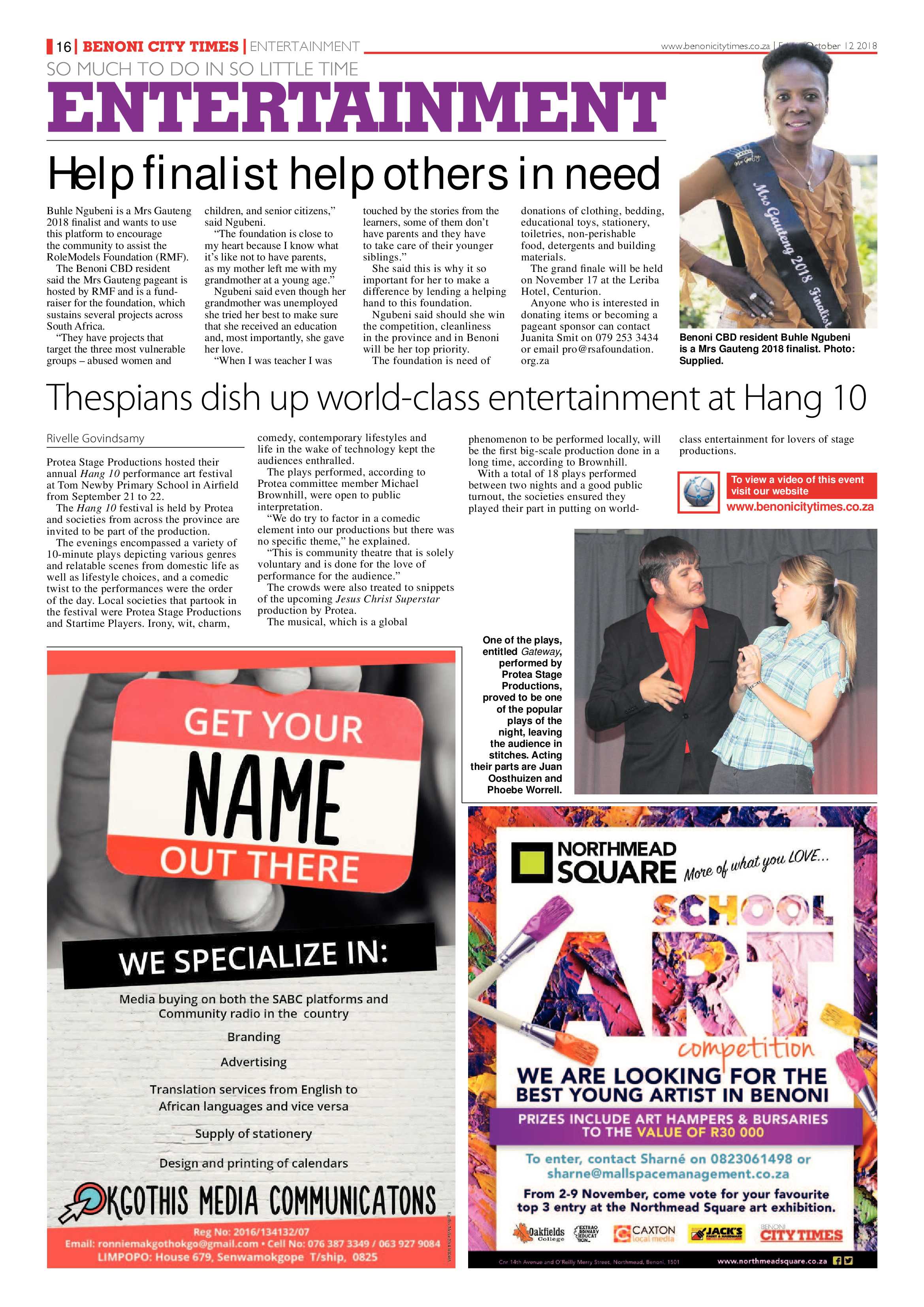 Benoni City Times 11 October 2018 page 16