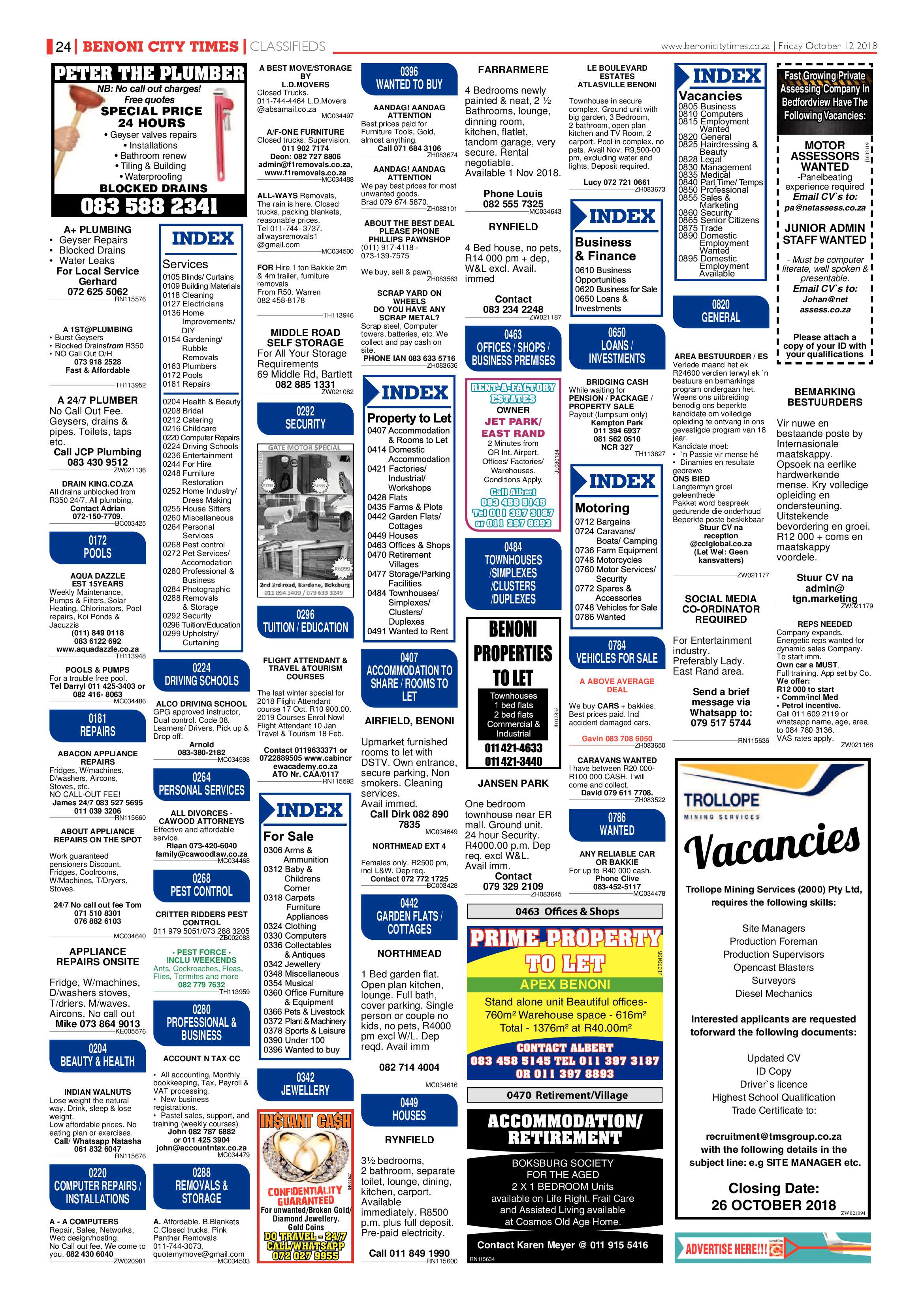 Benoni City Times 11 October 2018 page 24