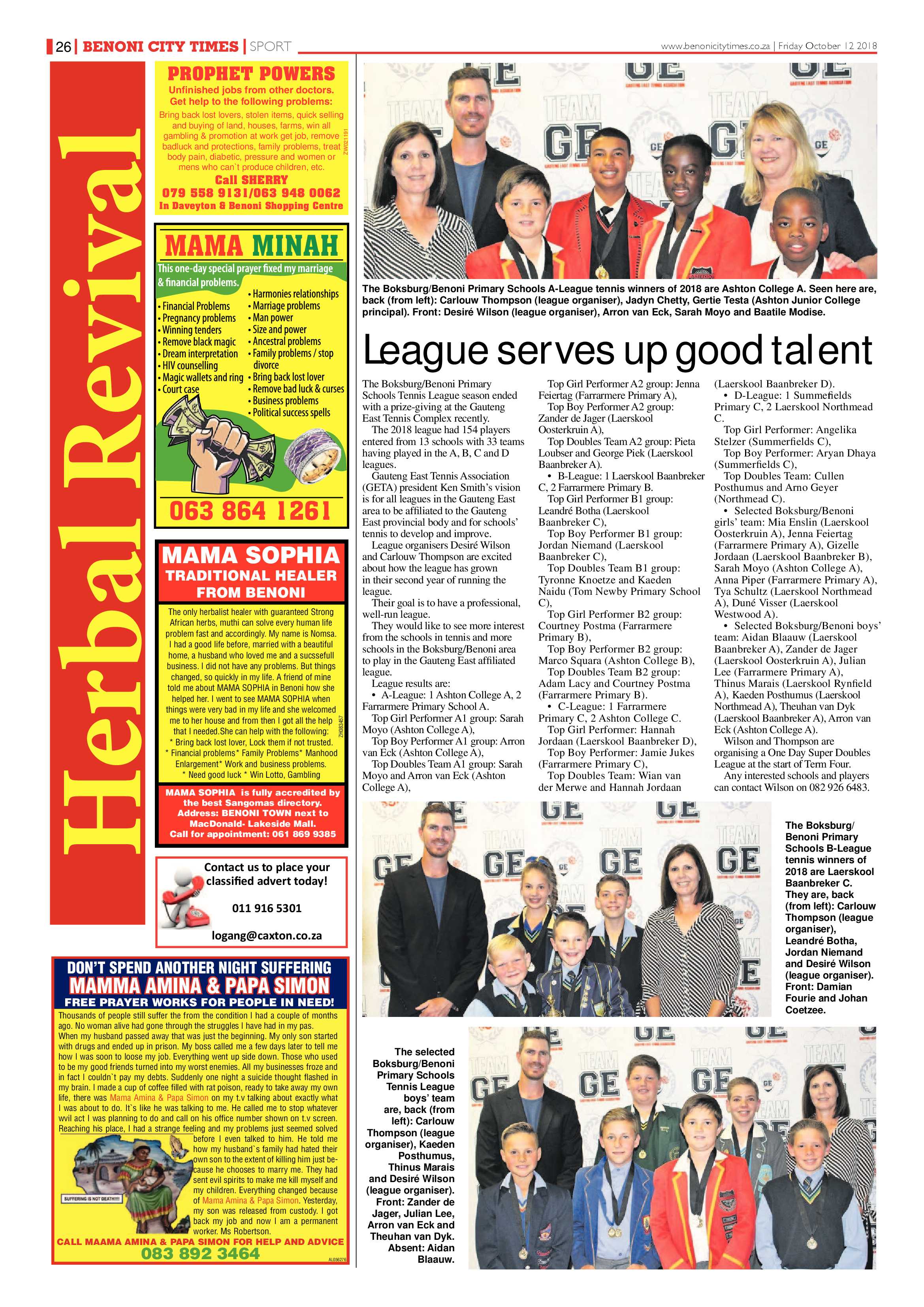 Benoni City Times 11 October 2018 page 26