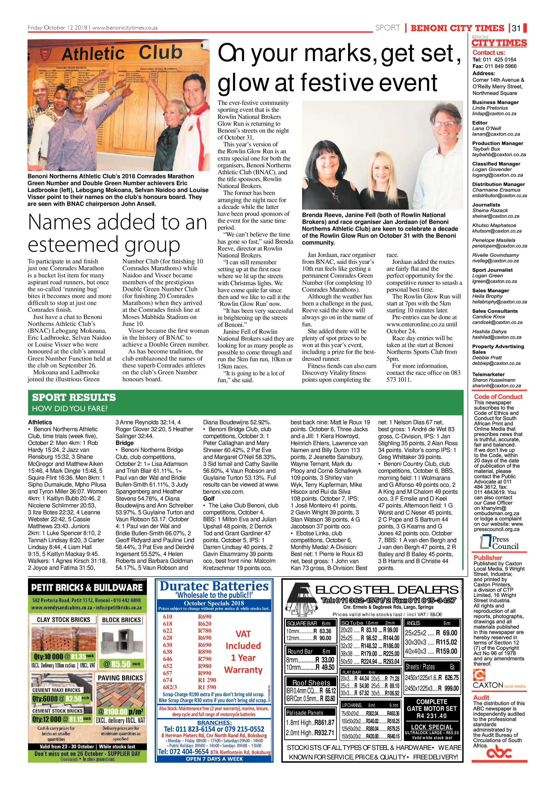 Benoni City Times 11 October 2018 page 31