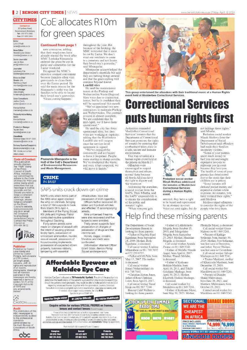 Benoni City Times 12 April 2024 page 2