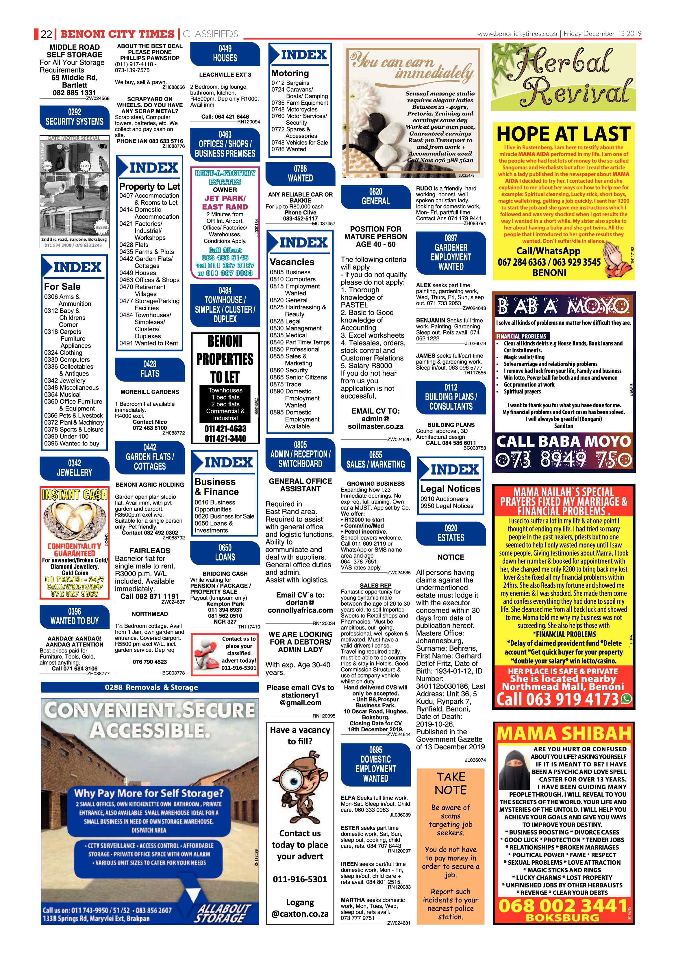 Benoni City Times 12 December 2019 page 22