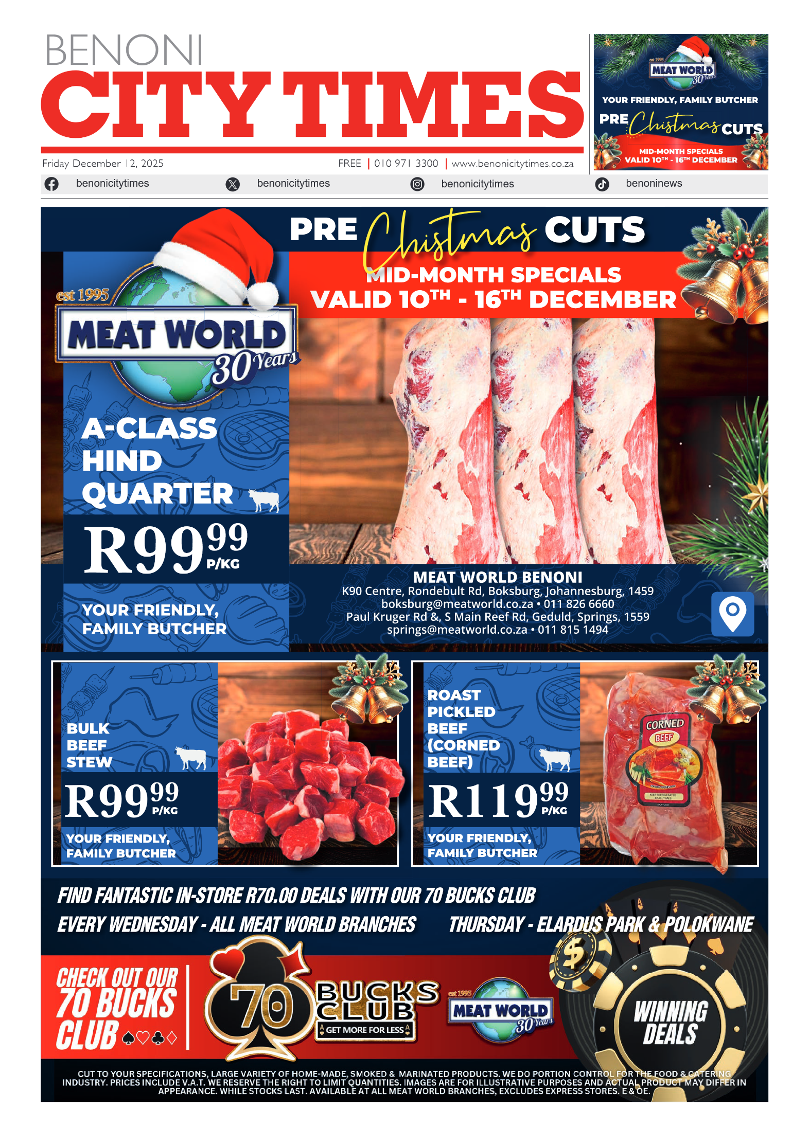 Benoni City Times 12 December 2025 page 1