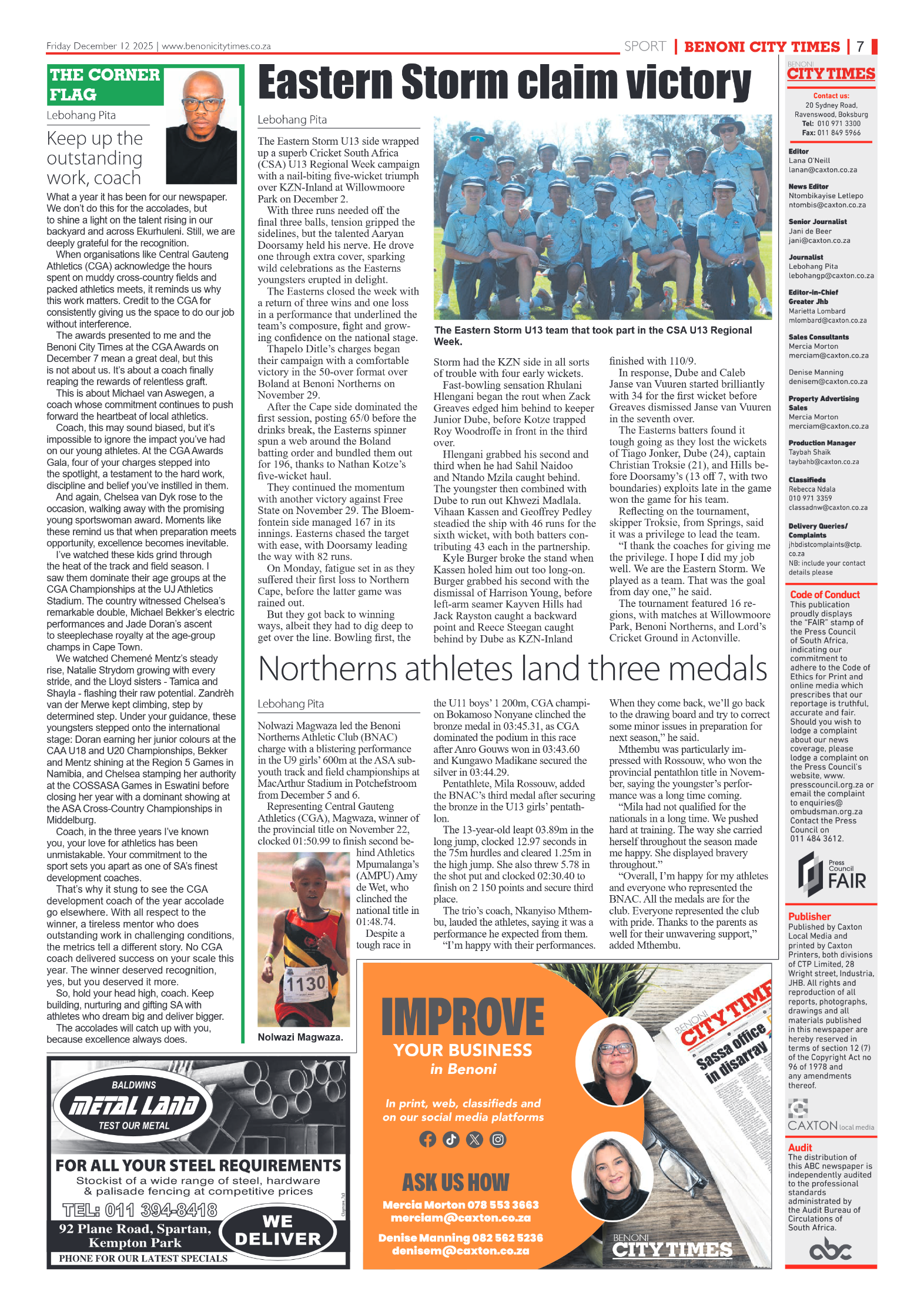 Benoni City Times 12 December 2025 page 9