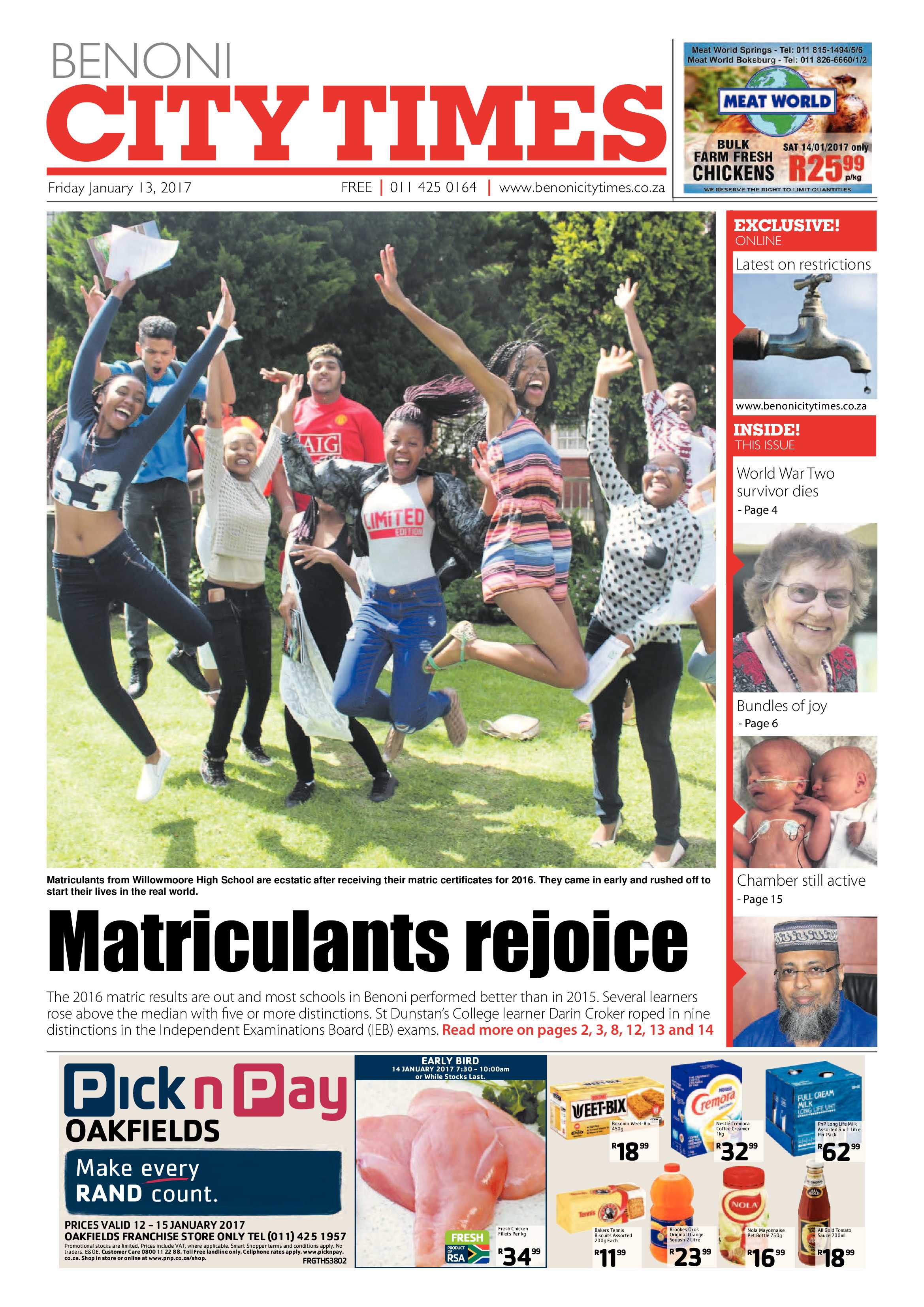 Benoni City Times 12 January 2017 page 1
