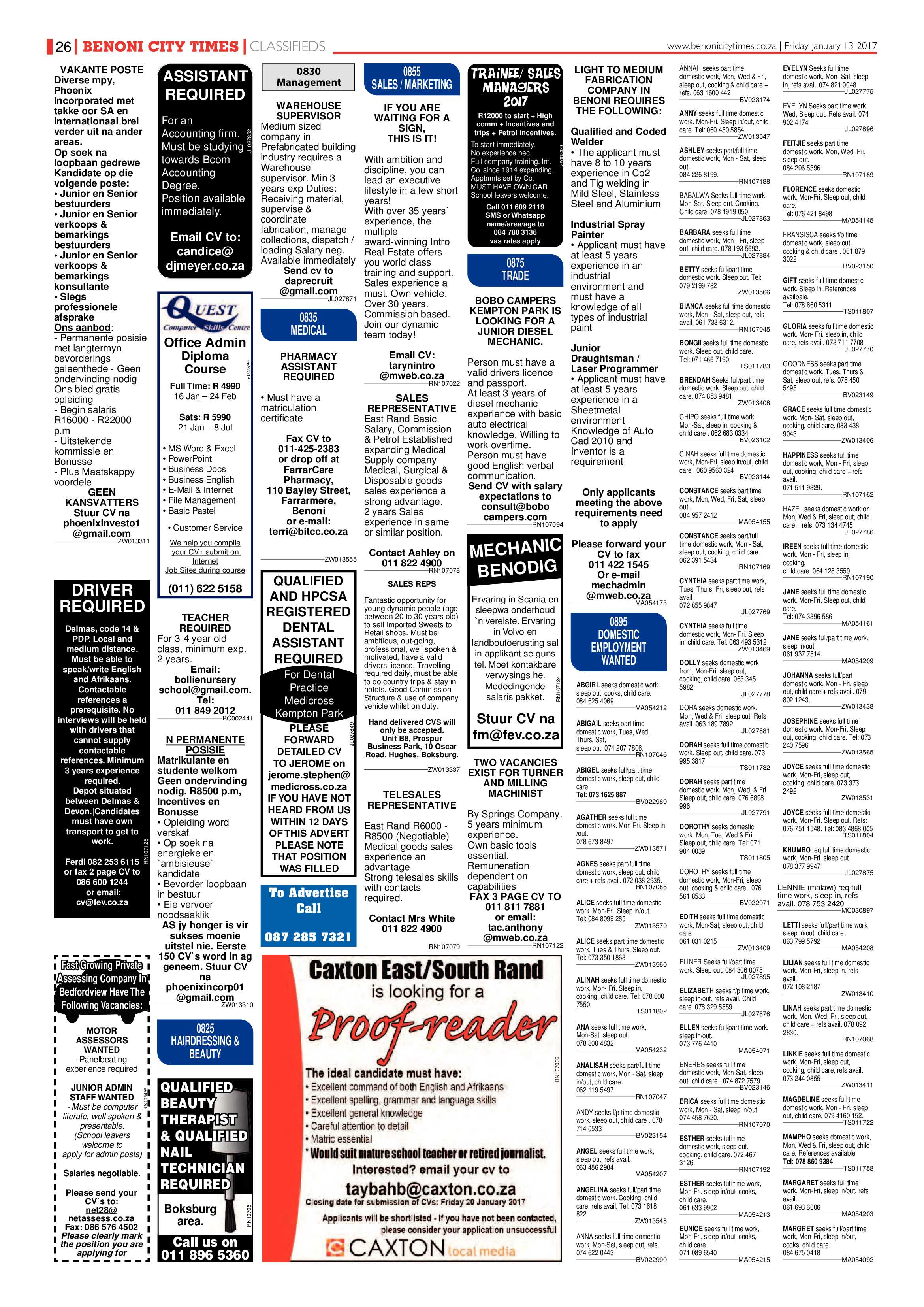Benoni City Times 12 January 2017 page 26