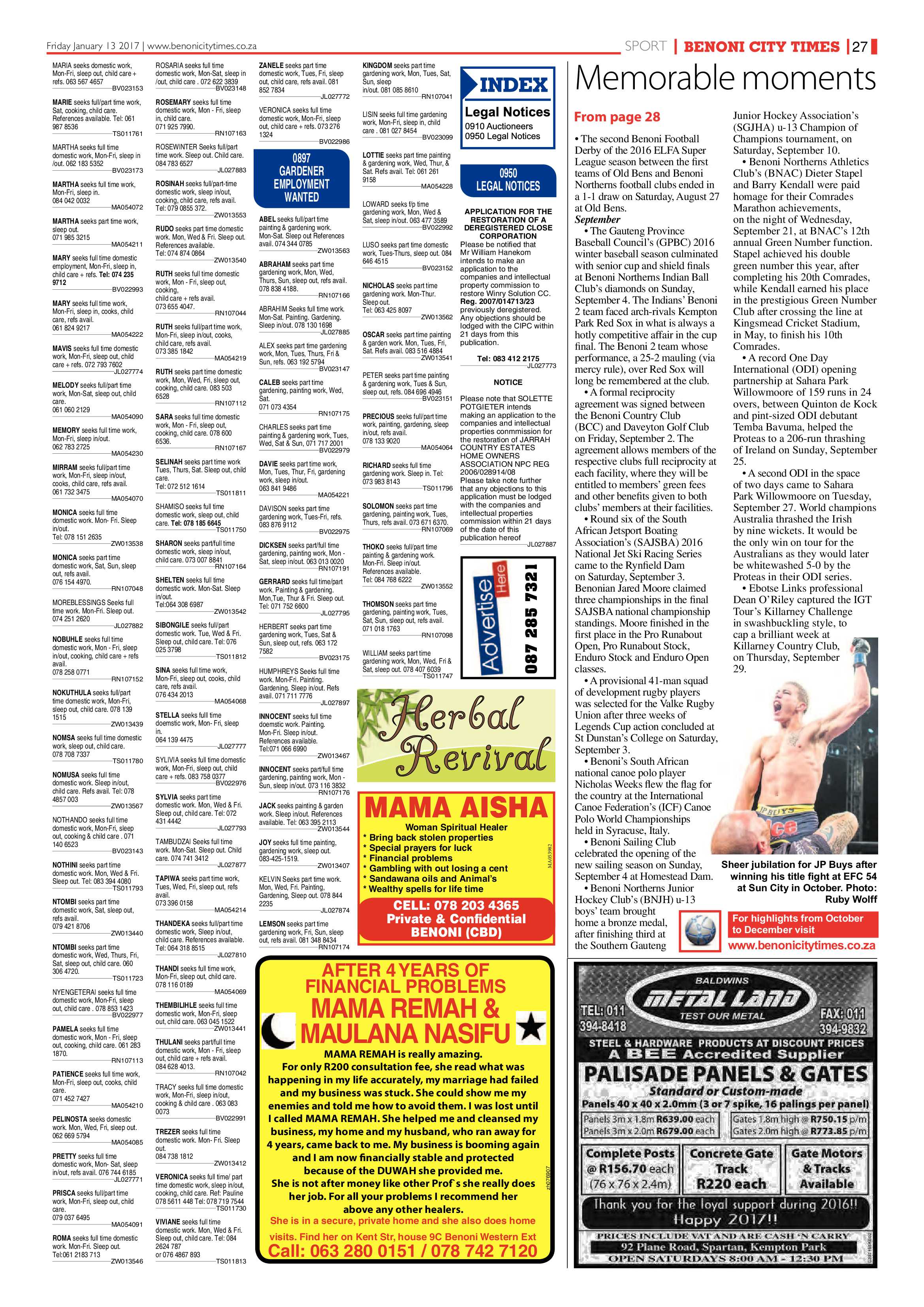 Benoni City Times 12 January 2017 page 27