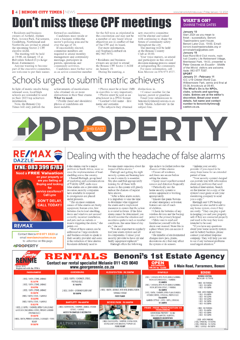 Benoni City Times 12 January 2024 page 4