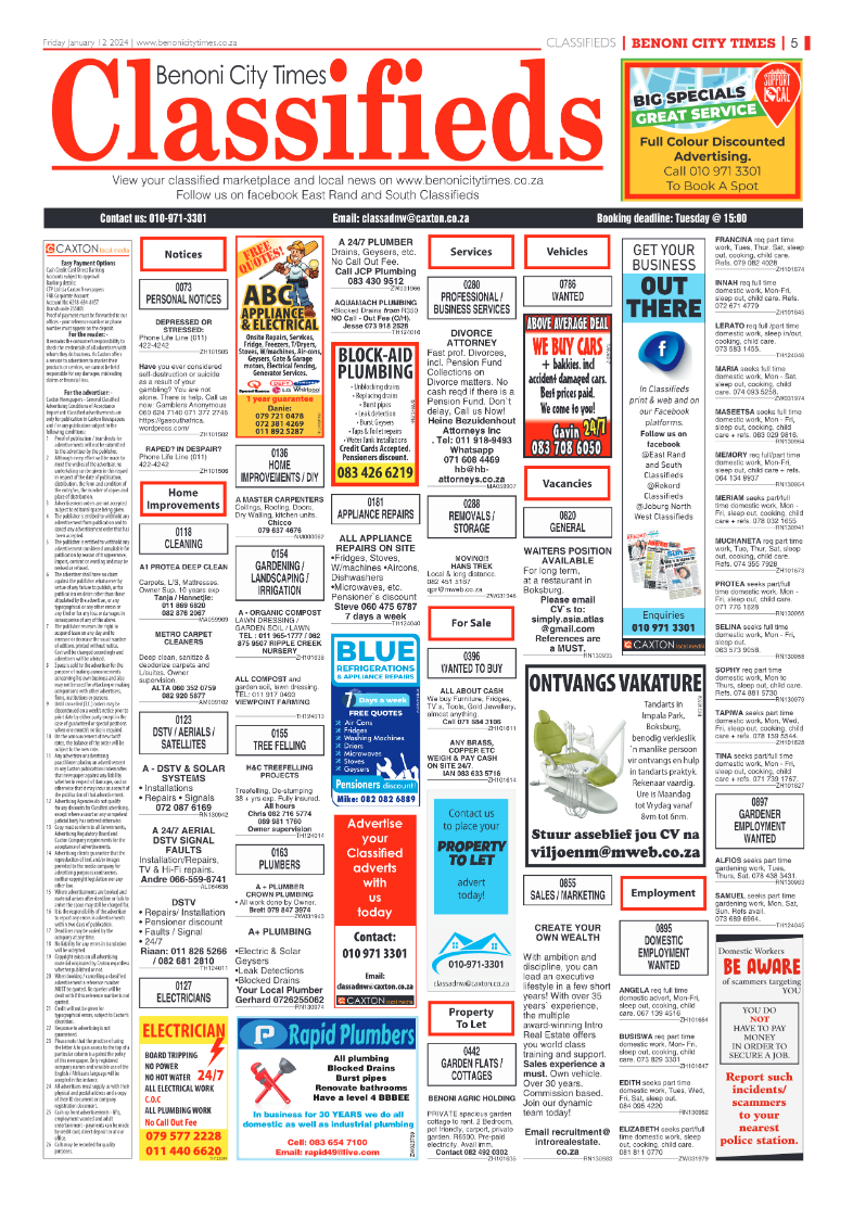 Benoni City Times 12 January 2024 page 5