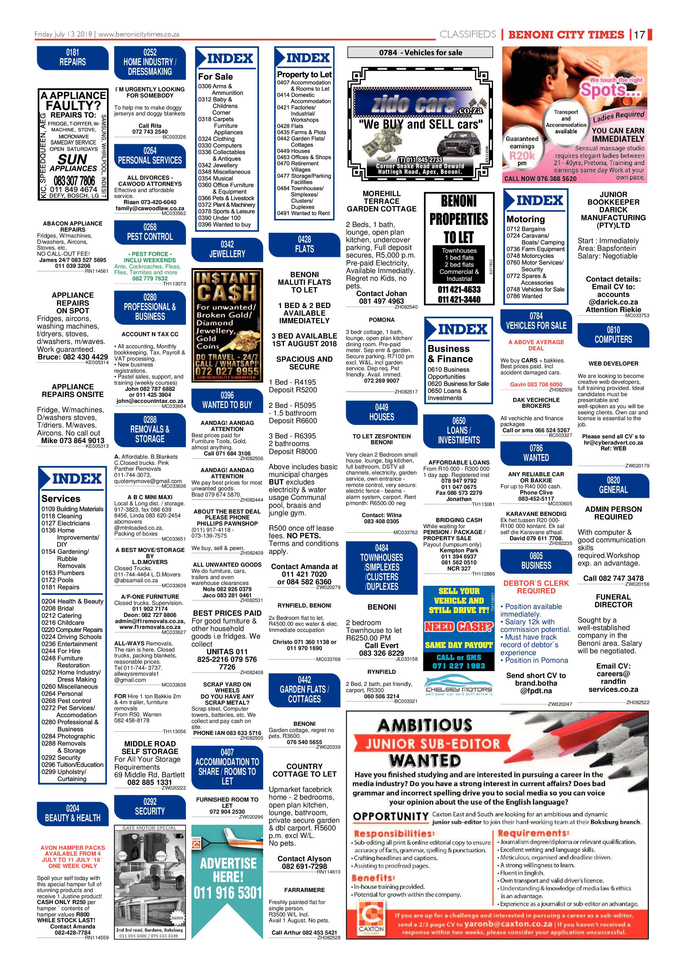 Benoni City Times 12 July 2018 page 17