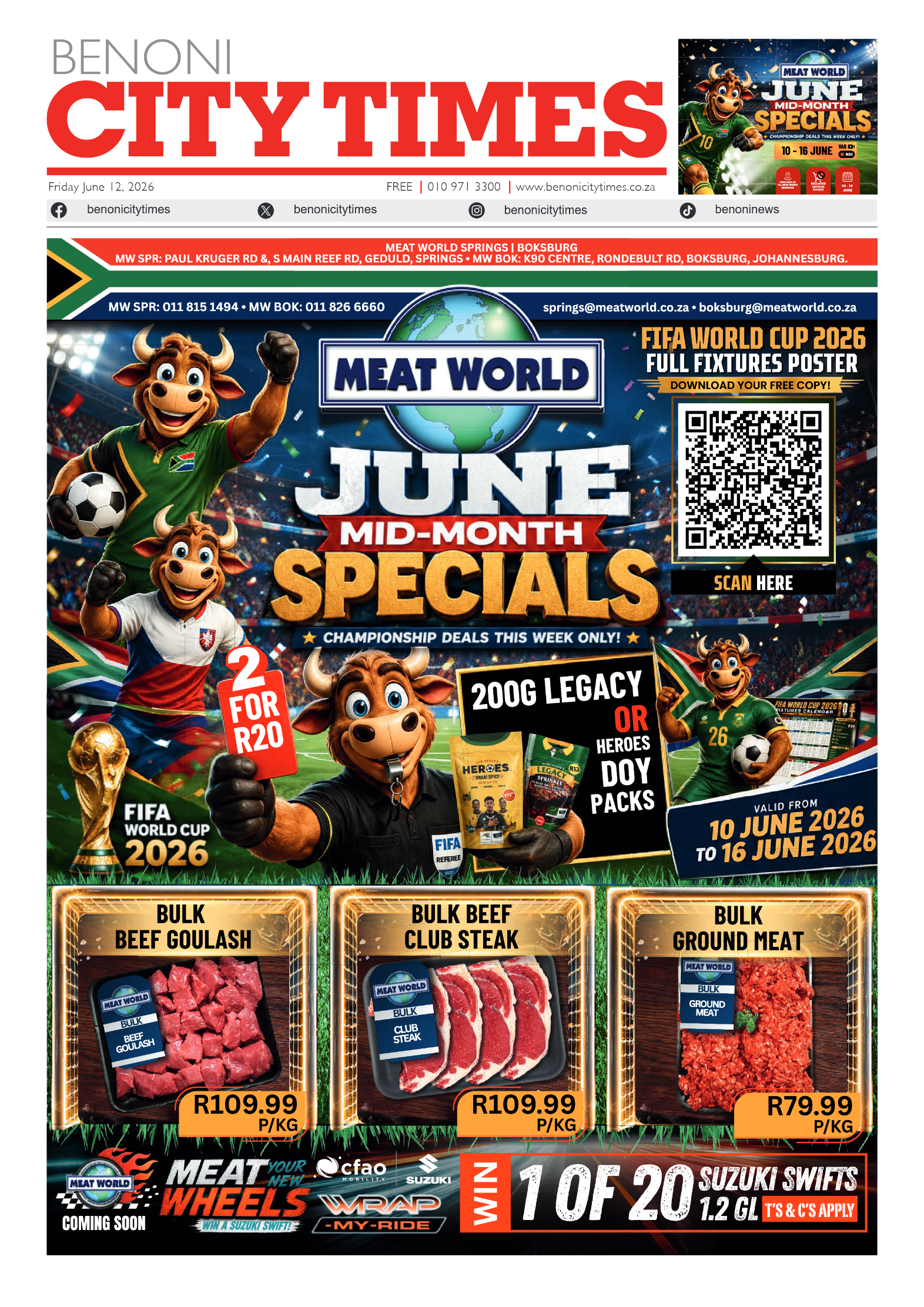 Benoni City Times 12 June 2026 page 1