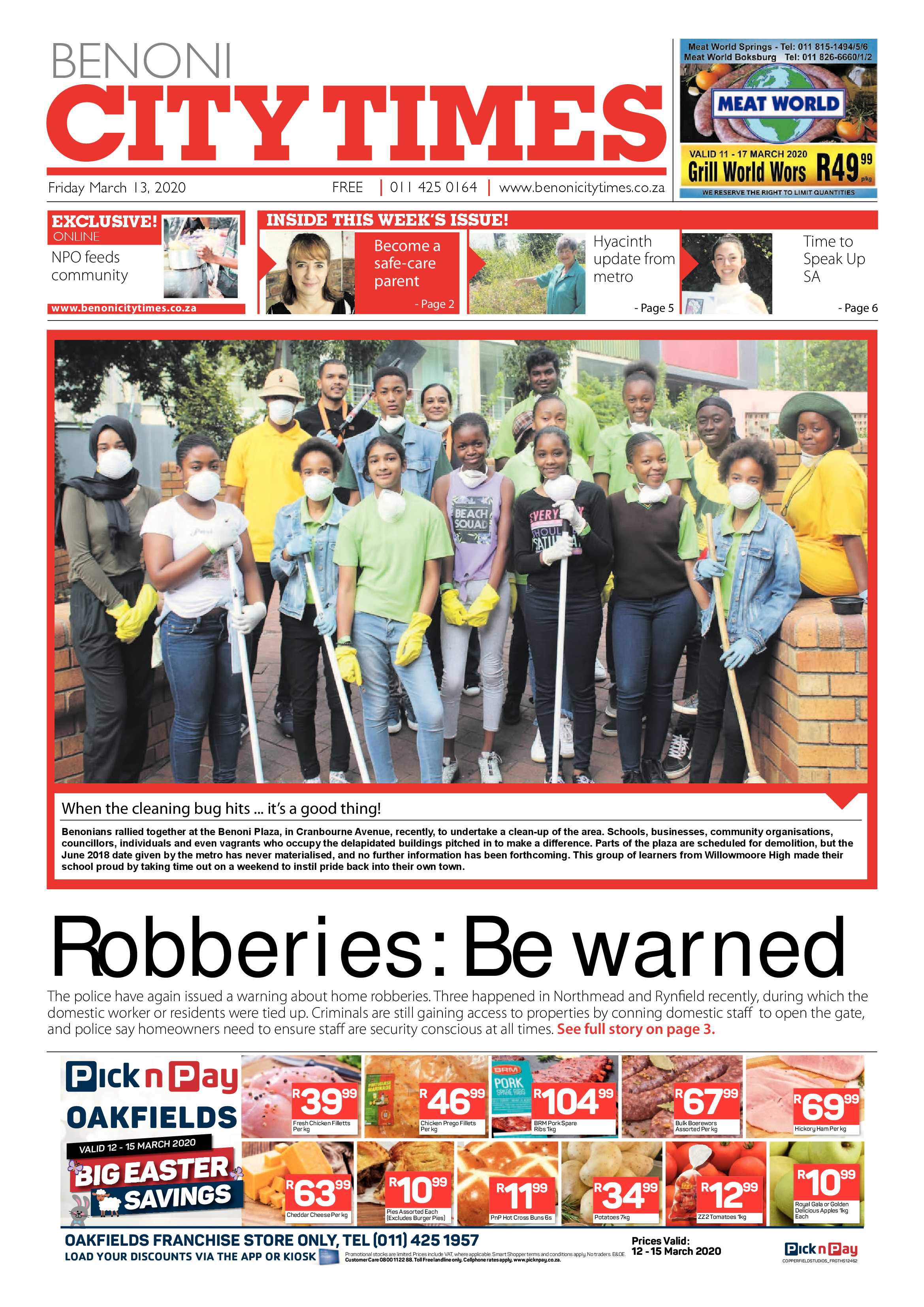 Benoni City Times 12 March 2020 page 1