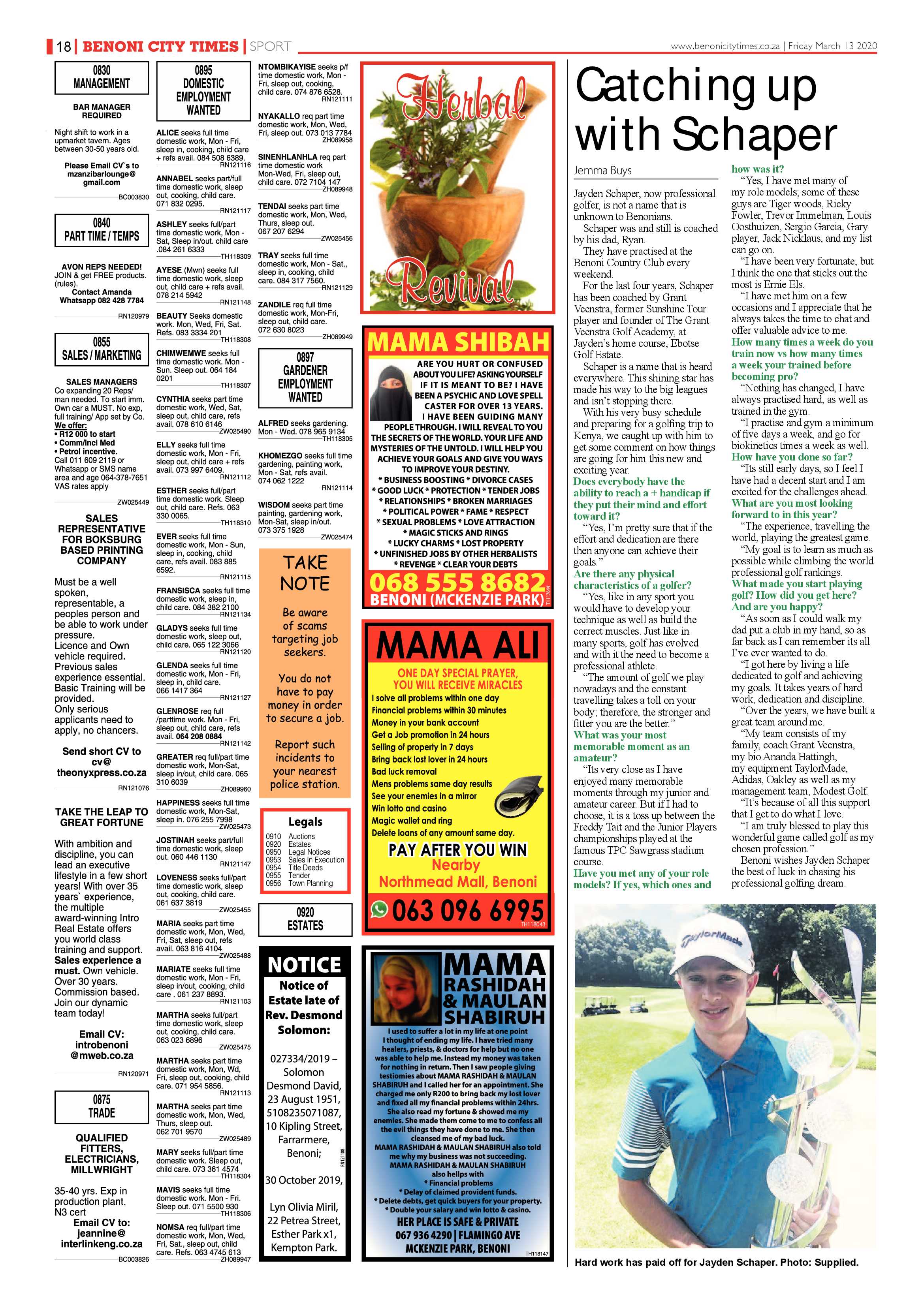 Benoni City Times 12 March 2020 page 18