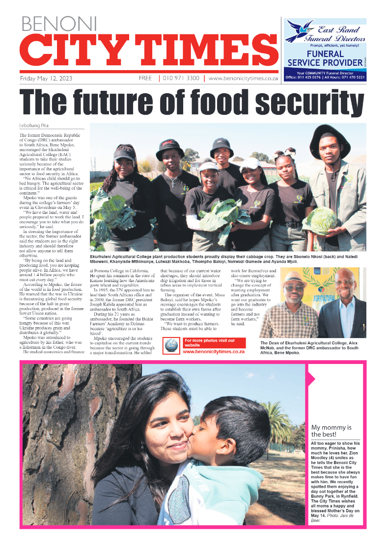 Benoni City Times 12 May 2023 page 1