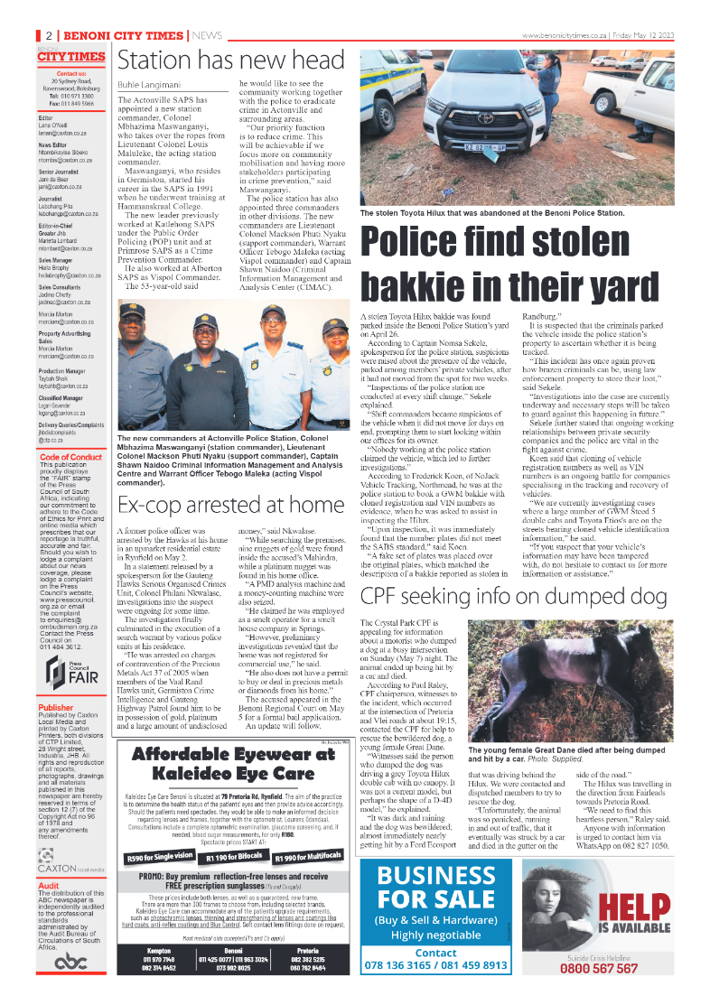 Benoni City Times 12 May 2023 page 2