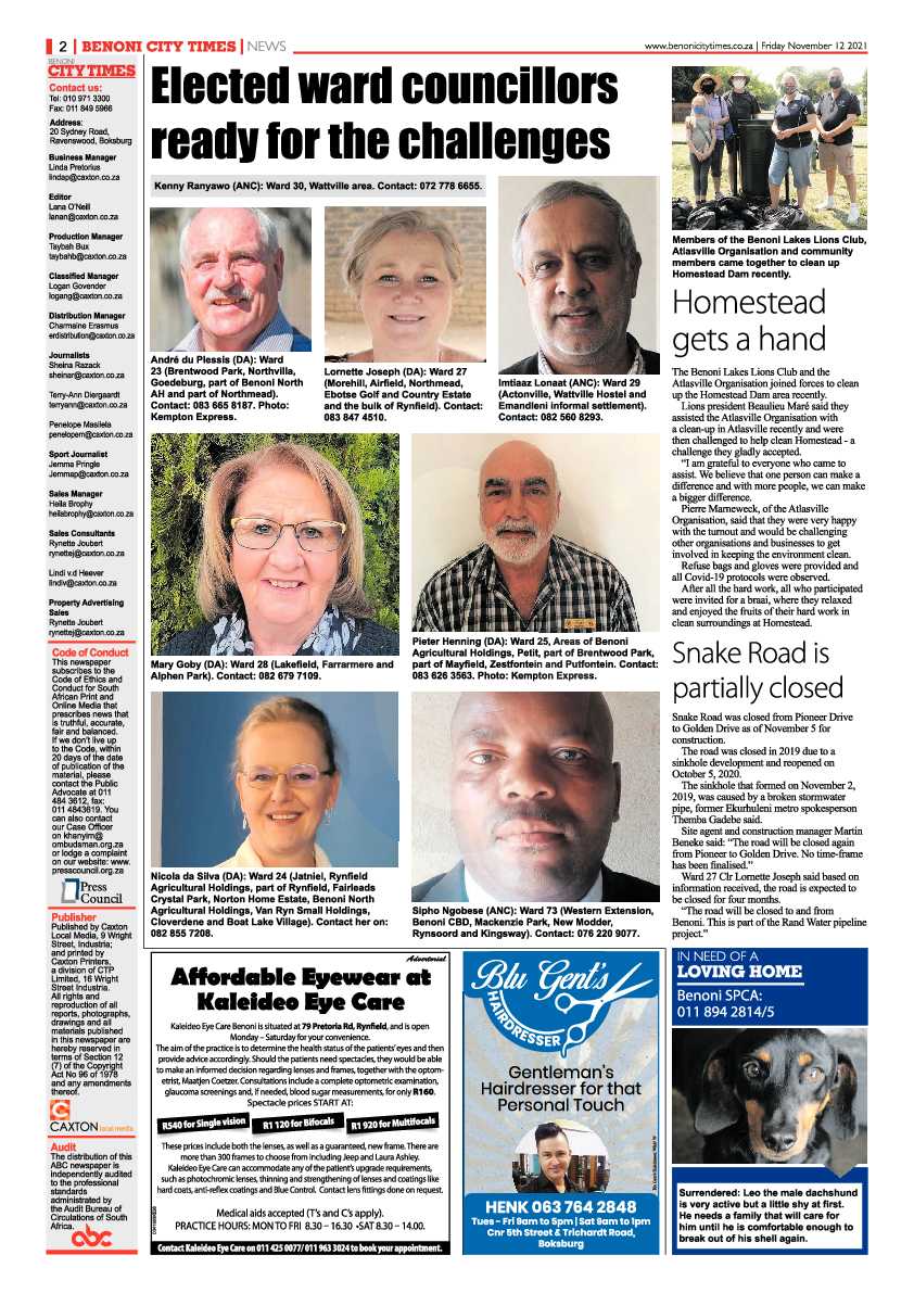 Benoni City Times 12 November 2021 page 2