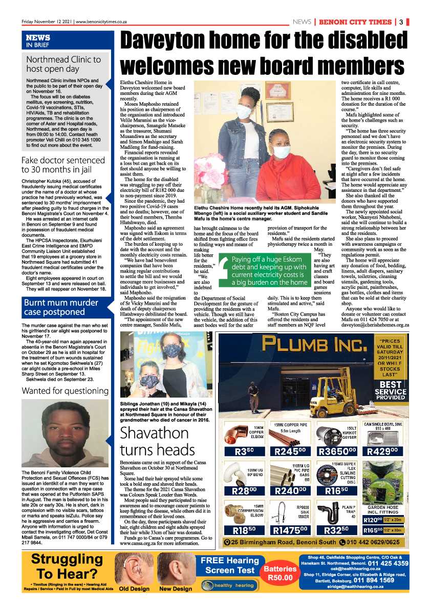 Benoni City Times 12 November 2021 page 3