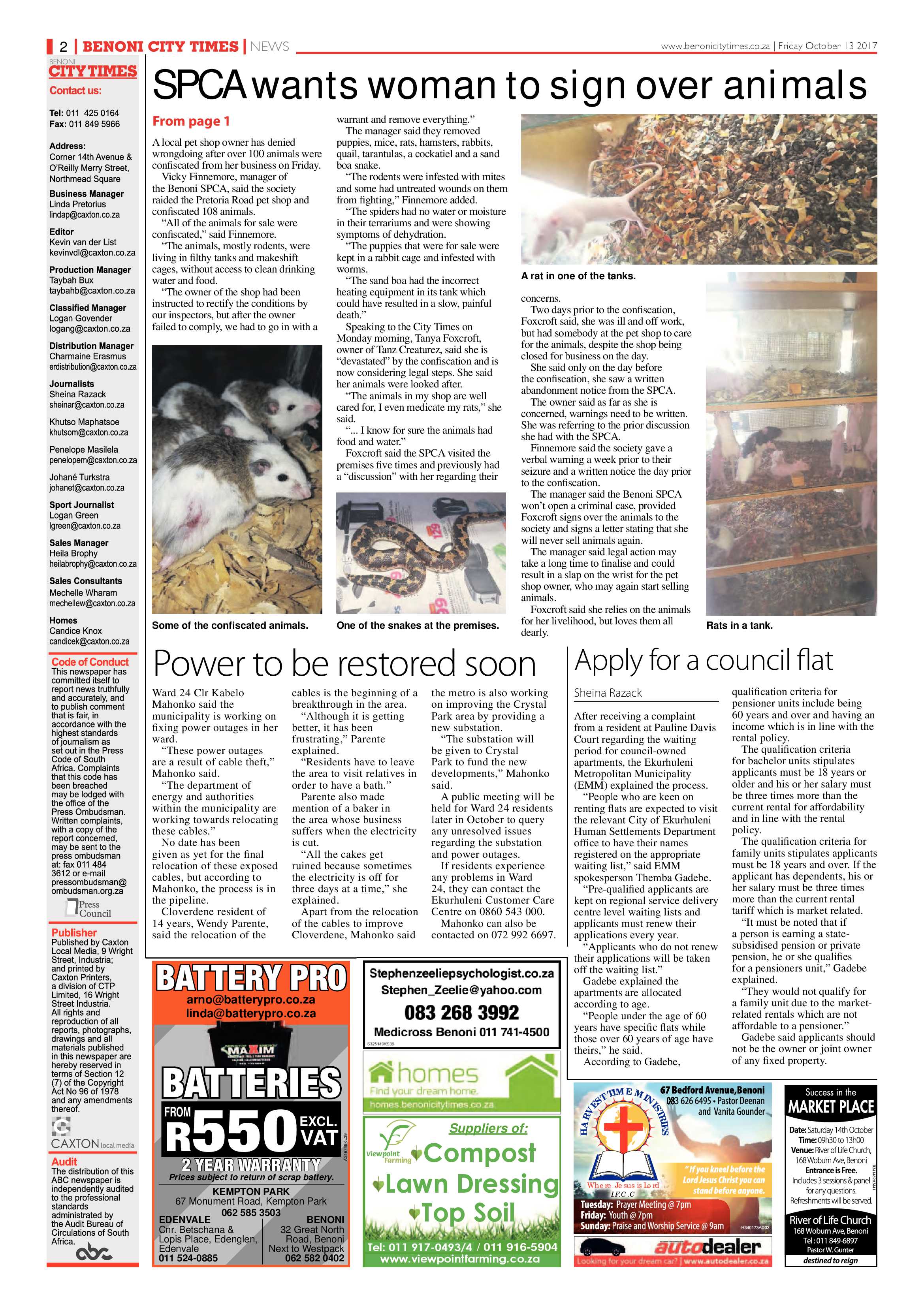 Benoni City Times 12 October 2017 page 2