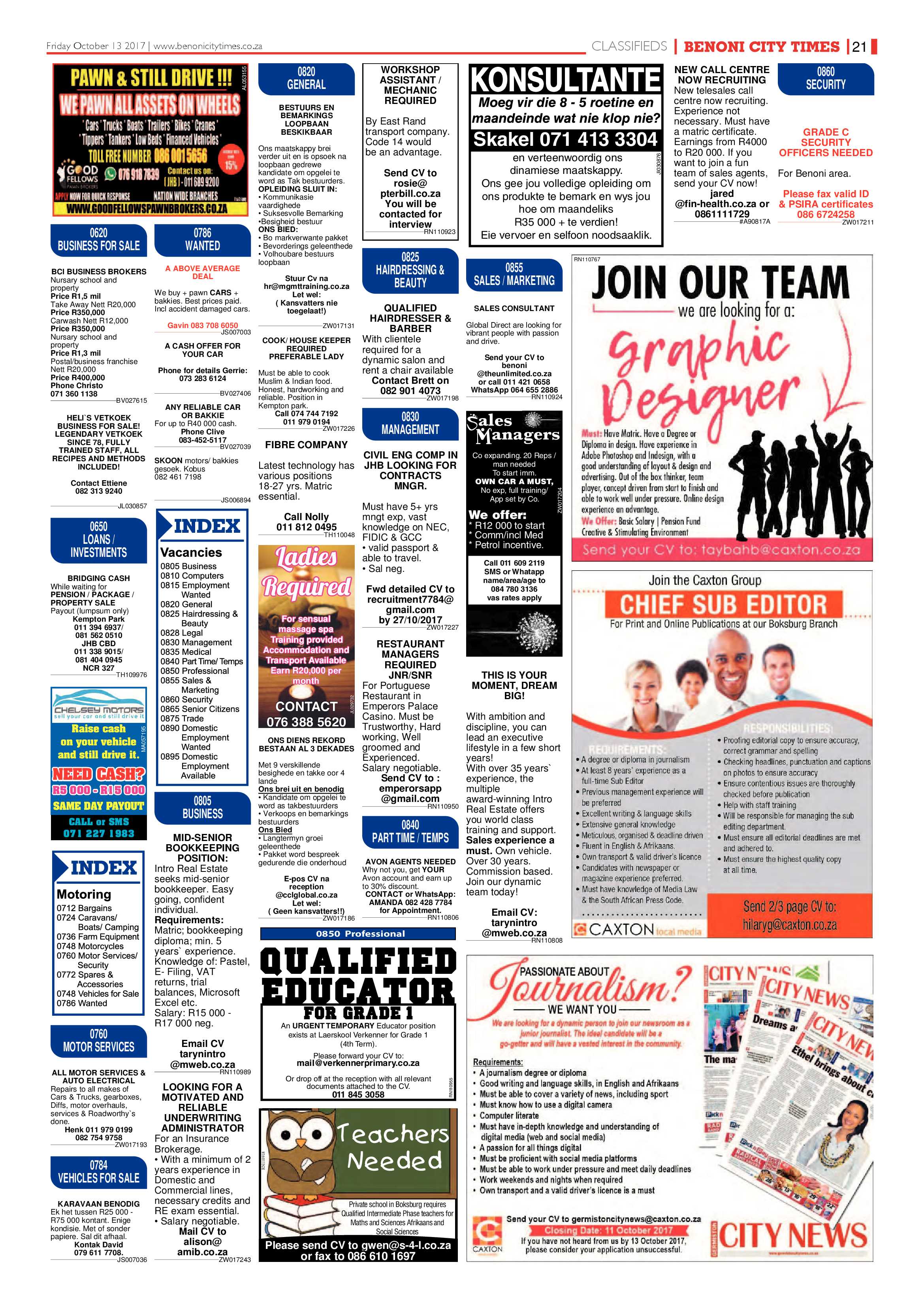Benoni City Times 12 October 2017 page 21