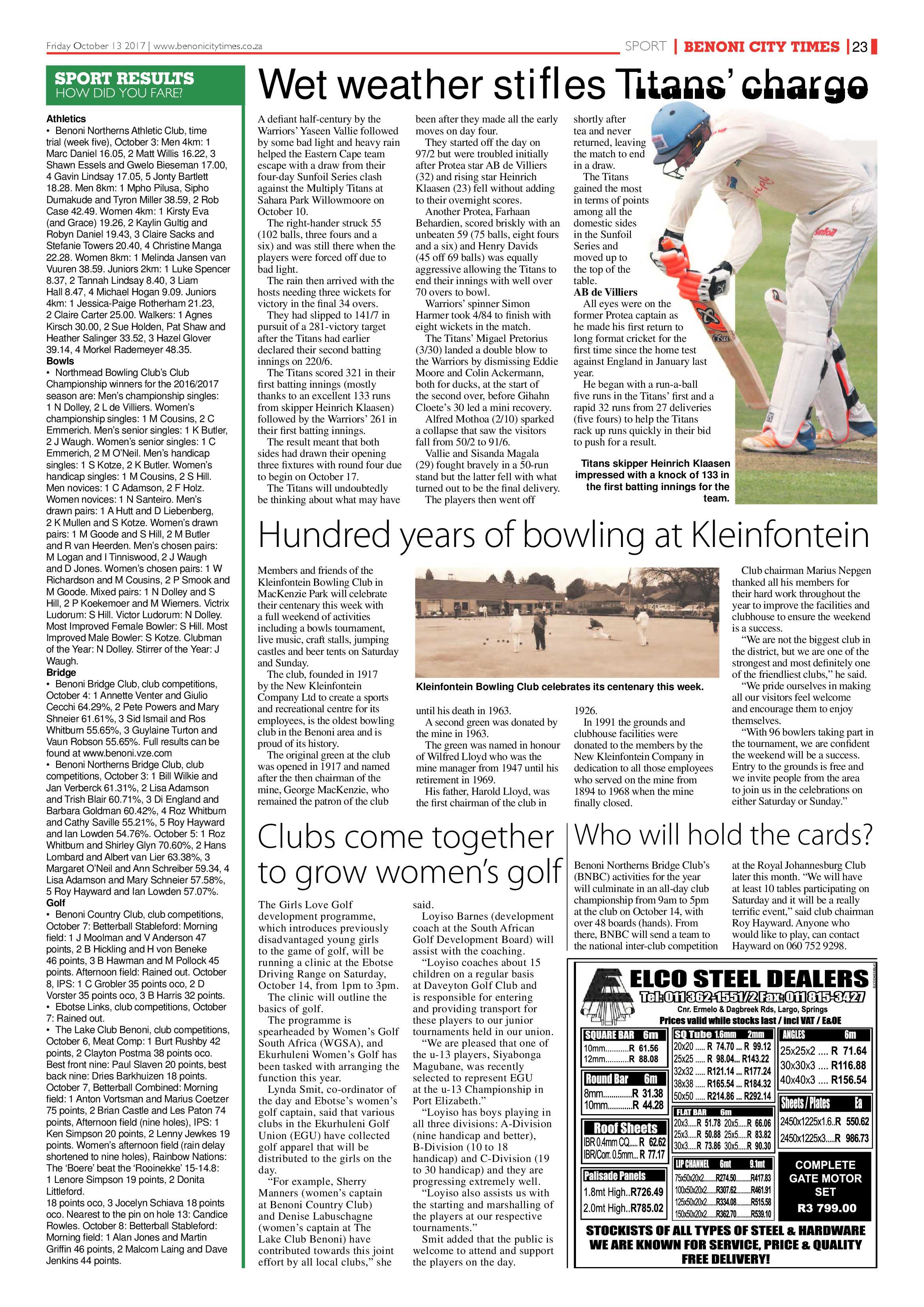Benoni City Times 12 October 2017 page 23