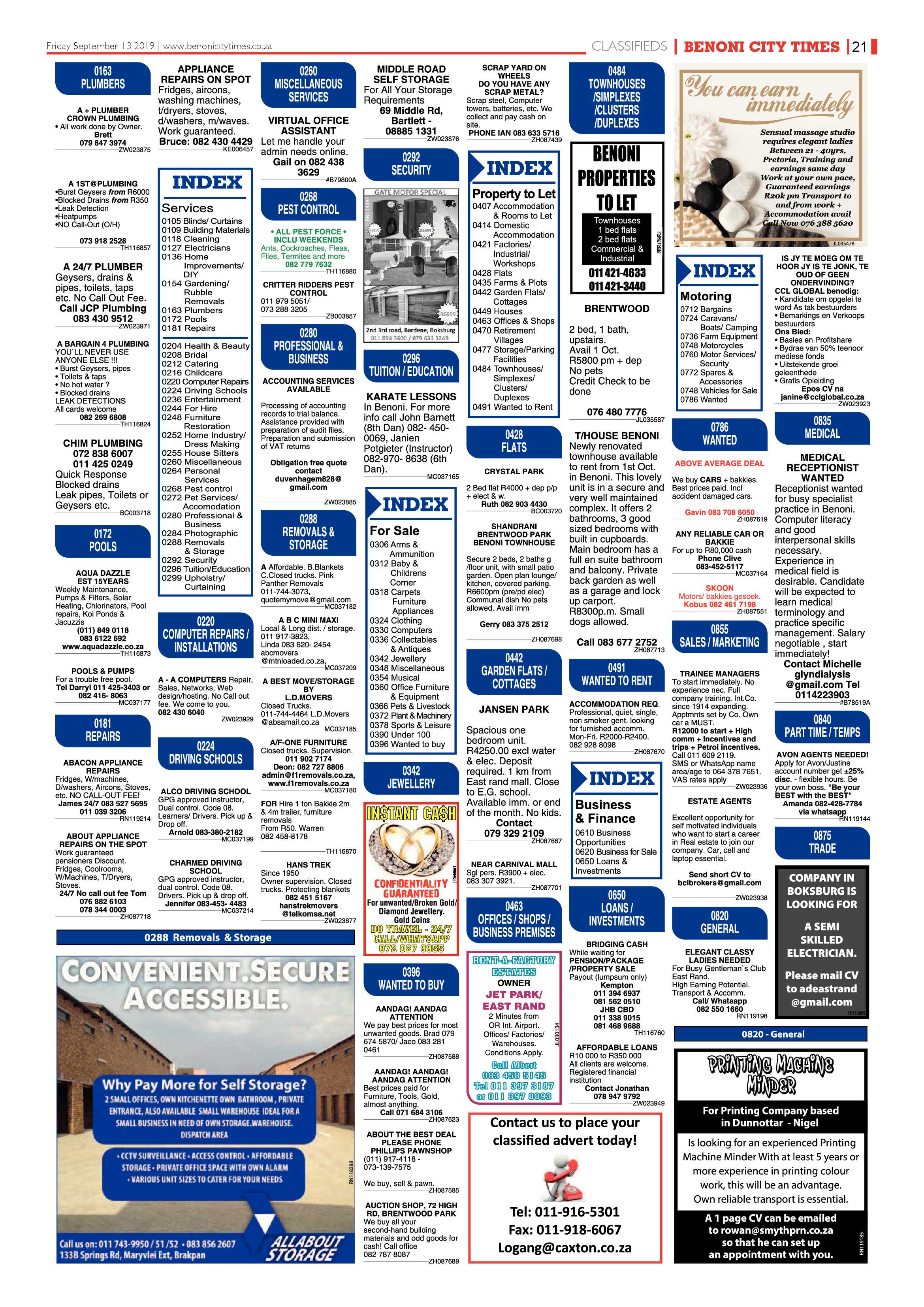 Benoni City Times 12 September 2019 page 21