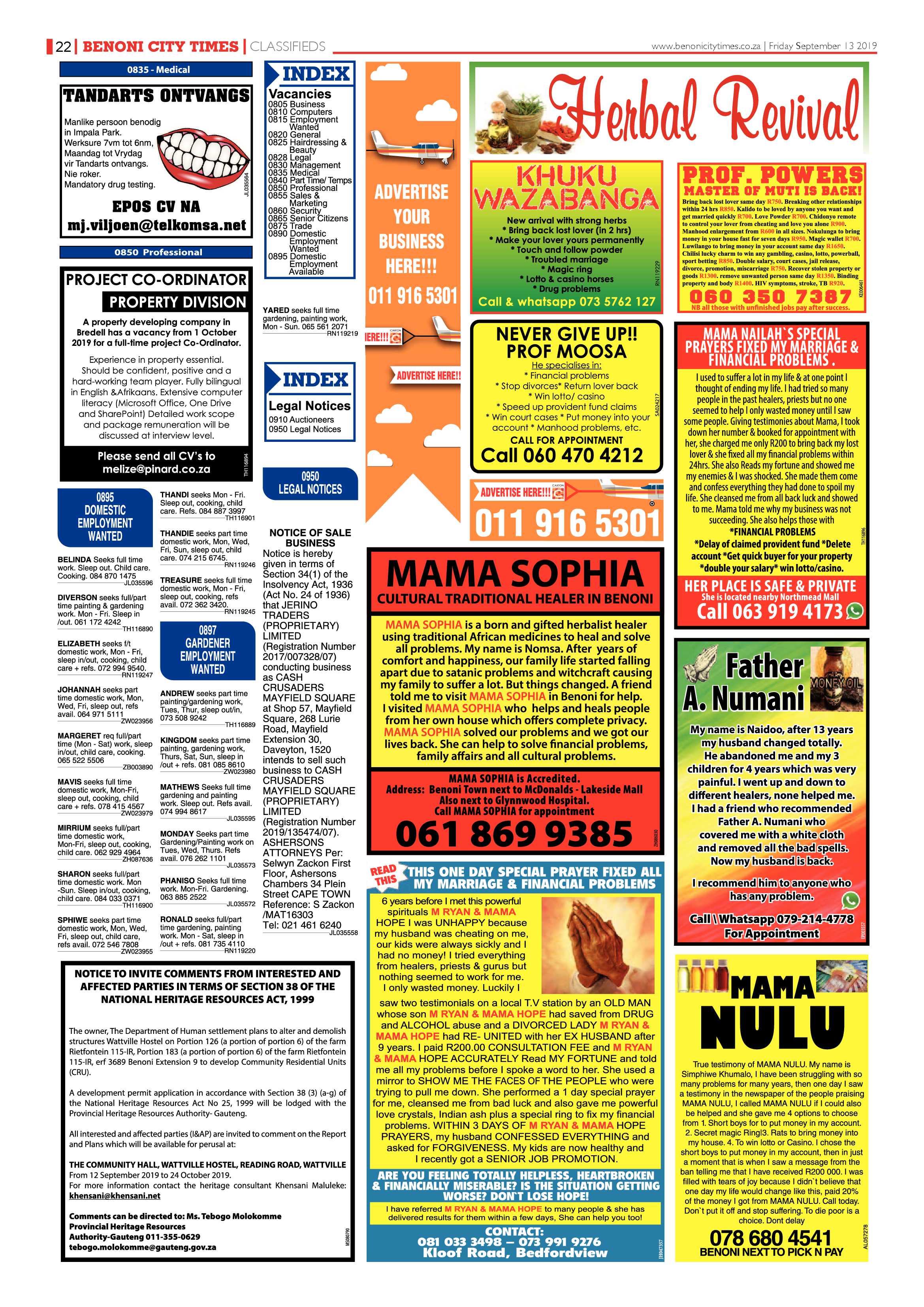 Benoni City Times 12 September 2019 page 22